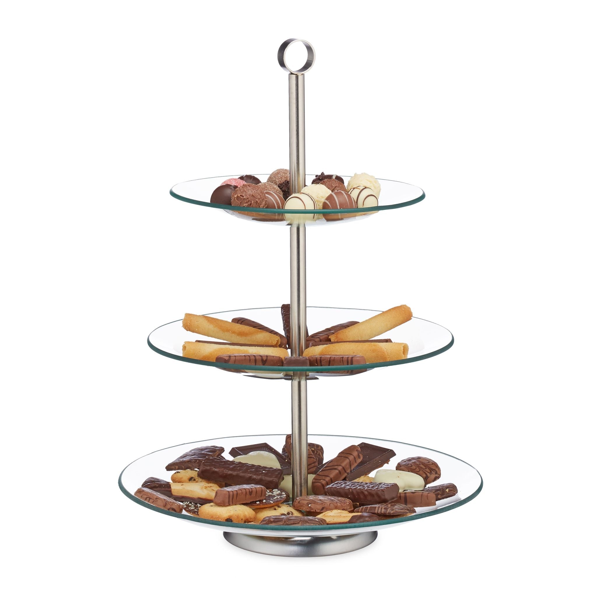Runde Etagere 3-stufig Silber-Transparent von Relaxdays