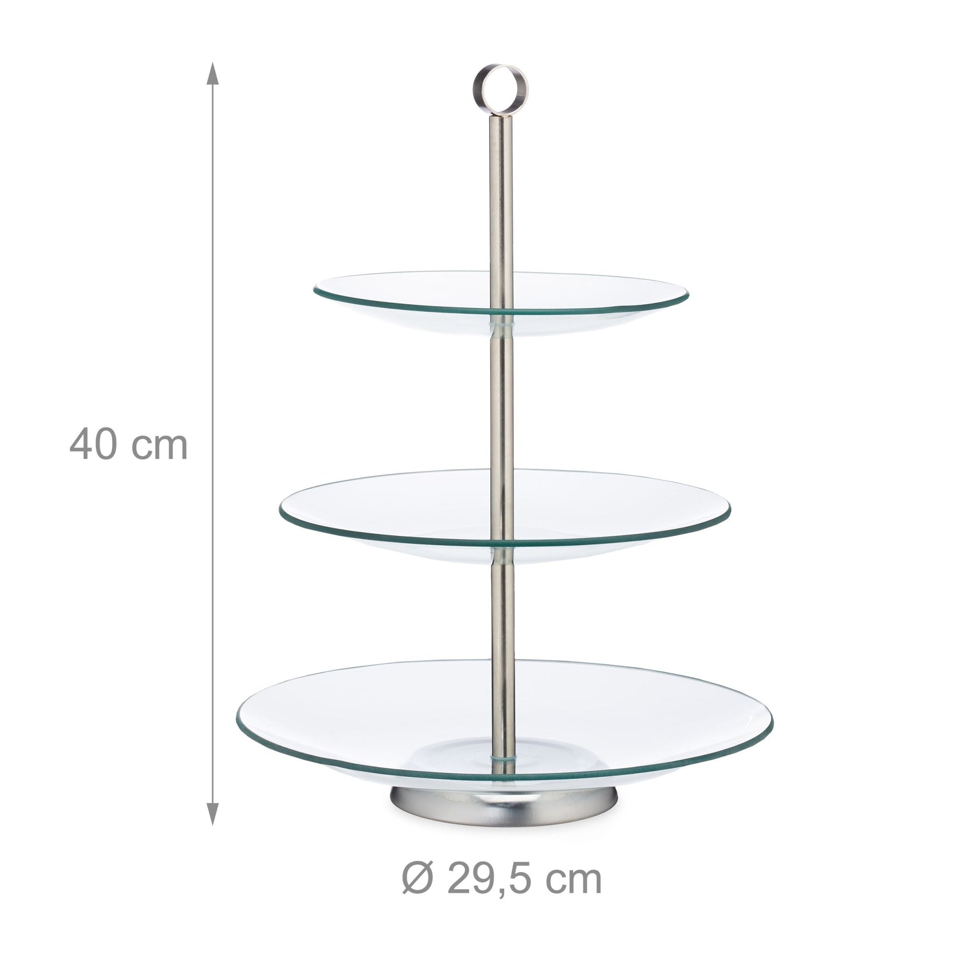 Runde Etagere 3-stufig Silber-Transparent von Relaxdays