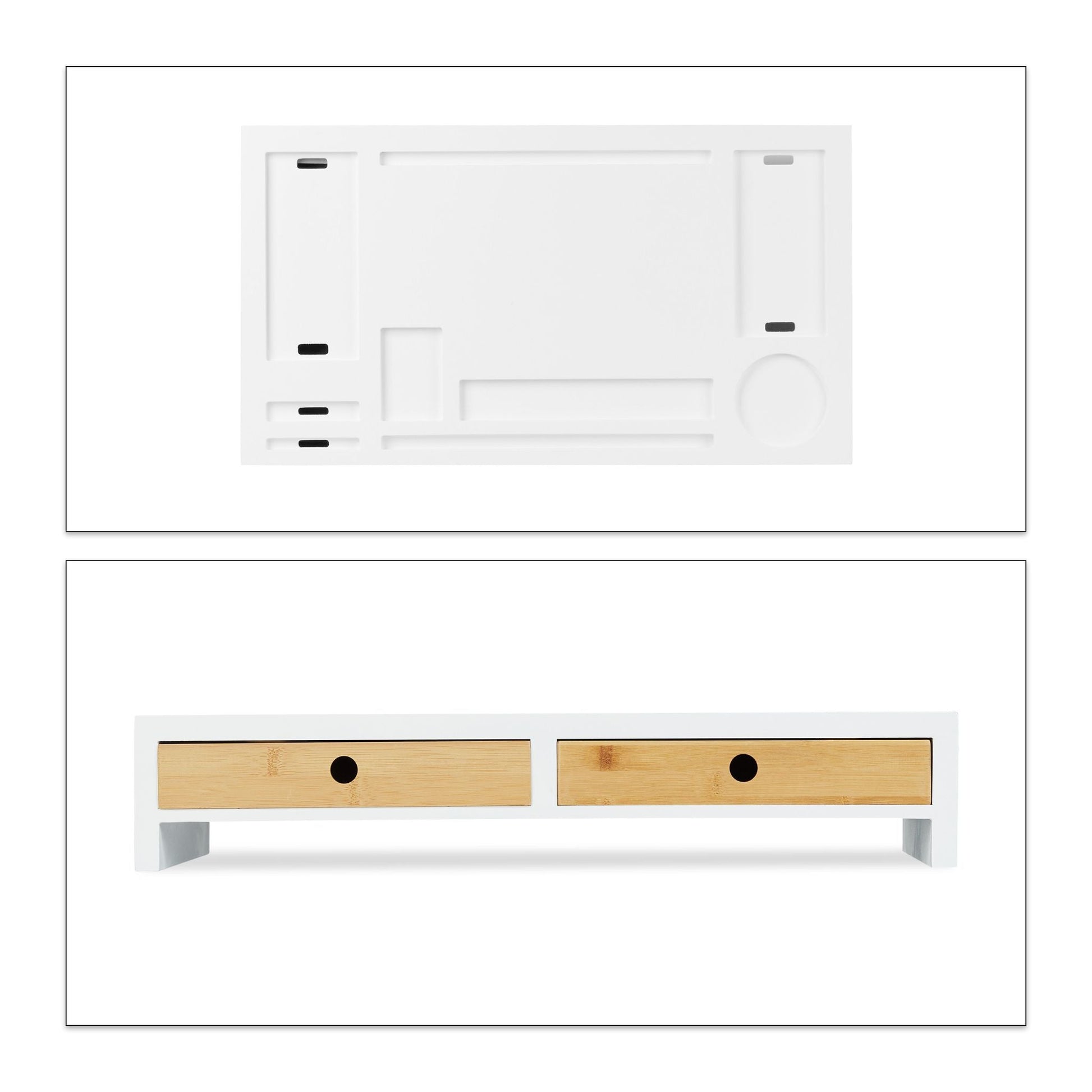 Monitorständer Organizer XL Weiss-Hellbraun von Relaxdays