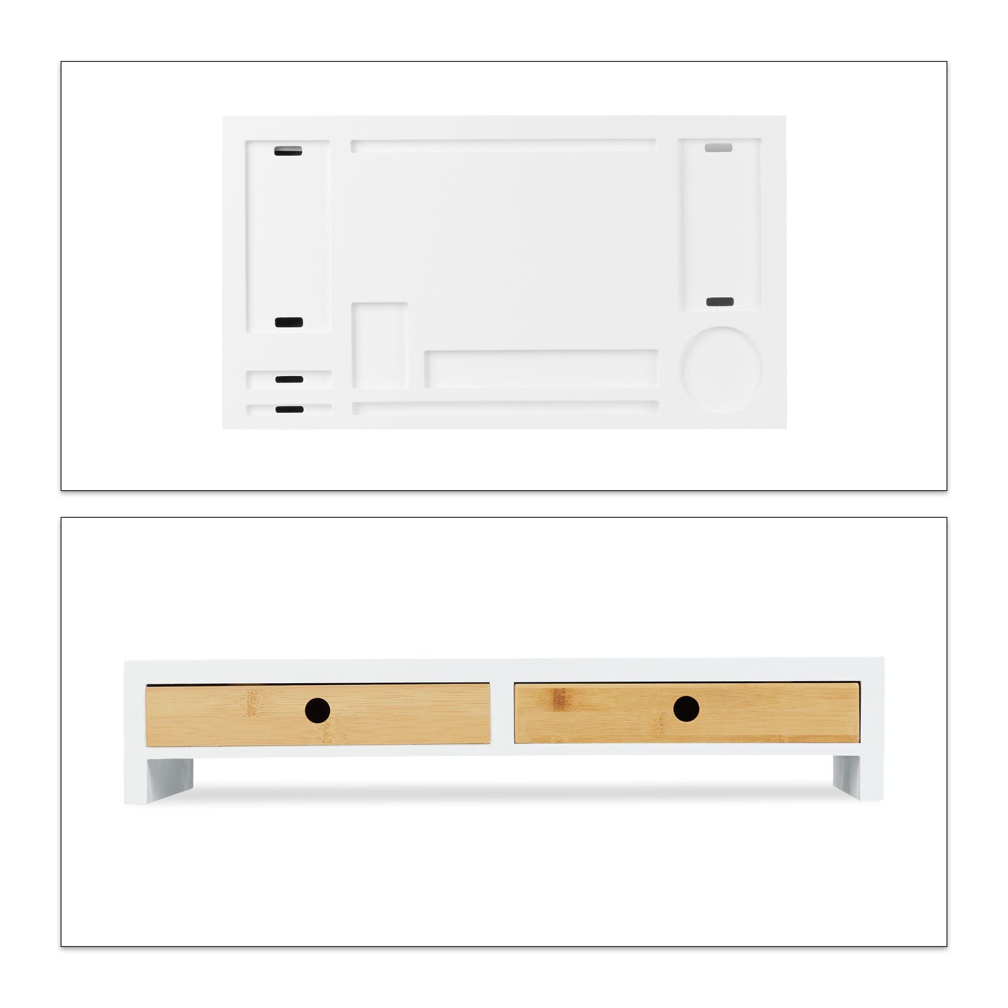 Monitorständer Organizer XL Weiss-Hellbraun von Relaxdays