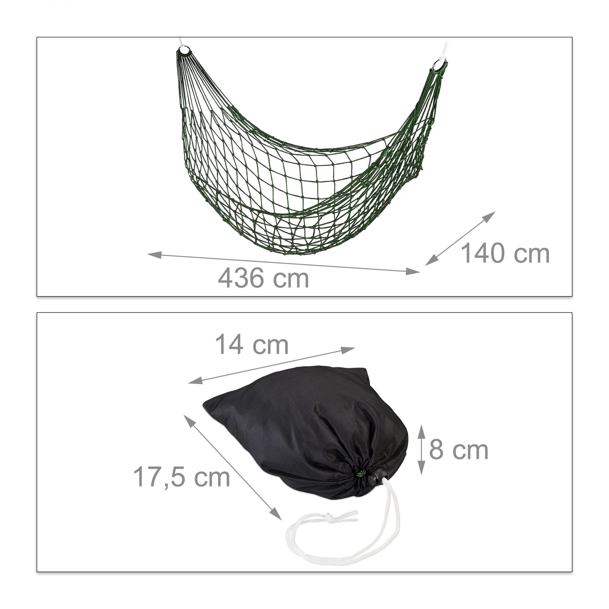 Netzhängematte für 1 Person Dunkelgrün von Relaxdays