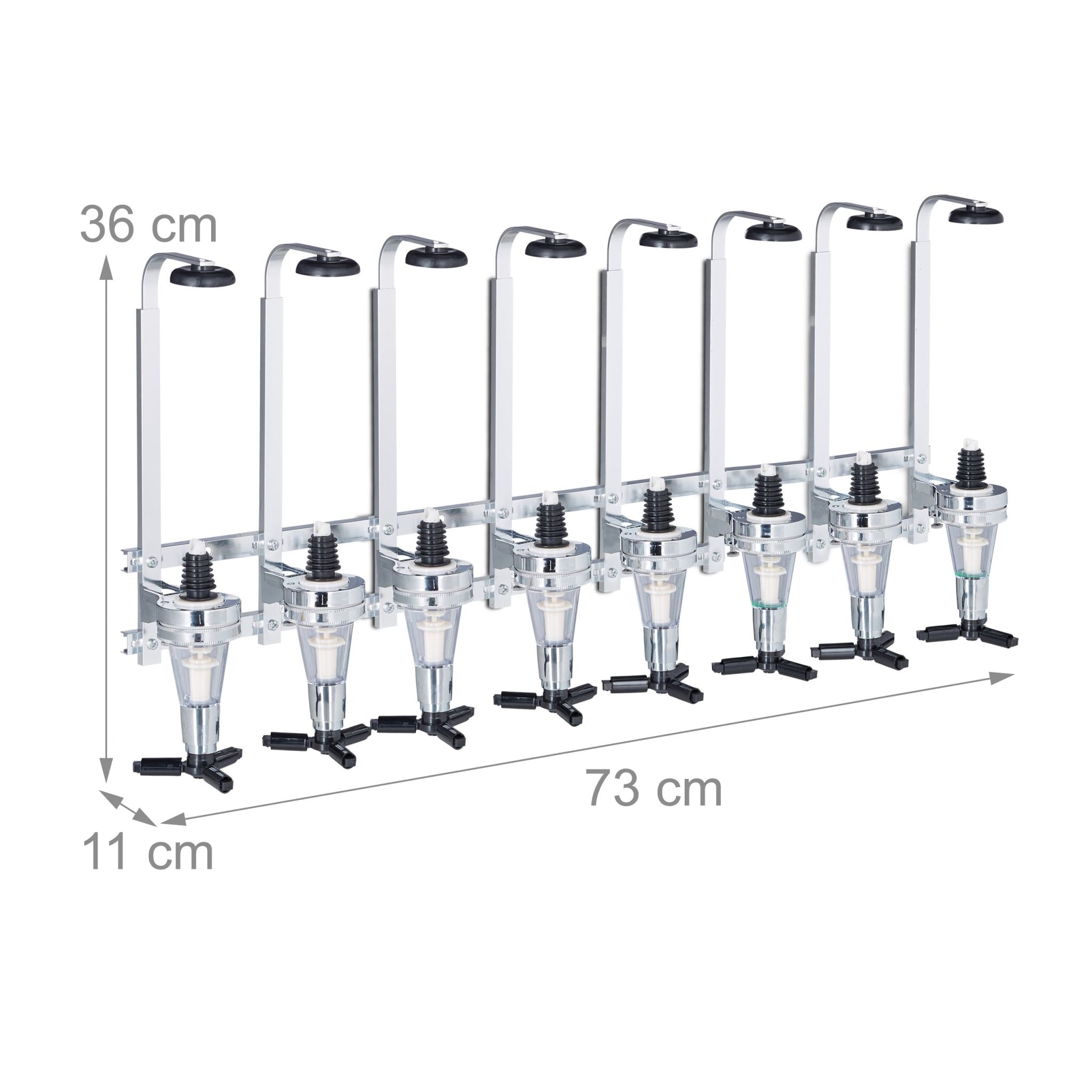 Barbutler Wand 8 Flaschen Schwarz-Silber von Relaxdays