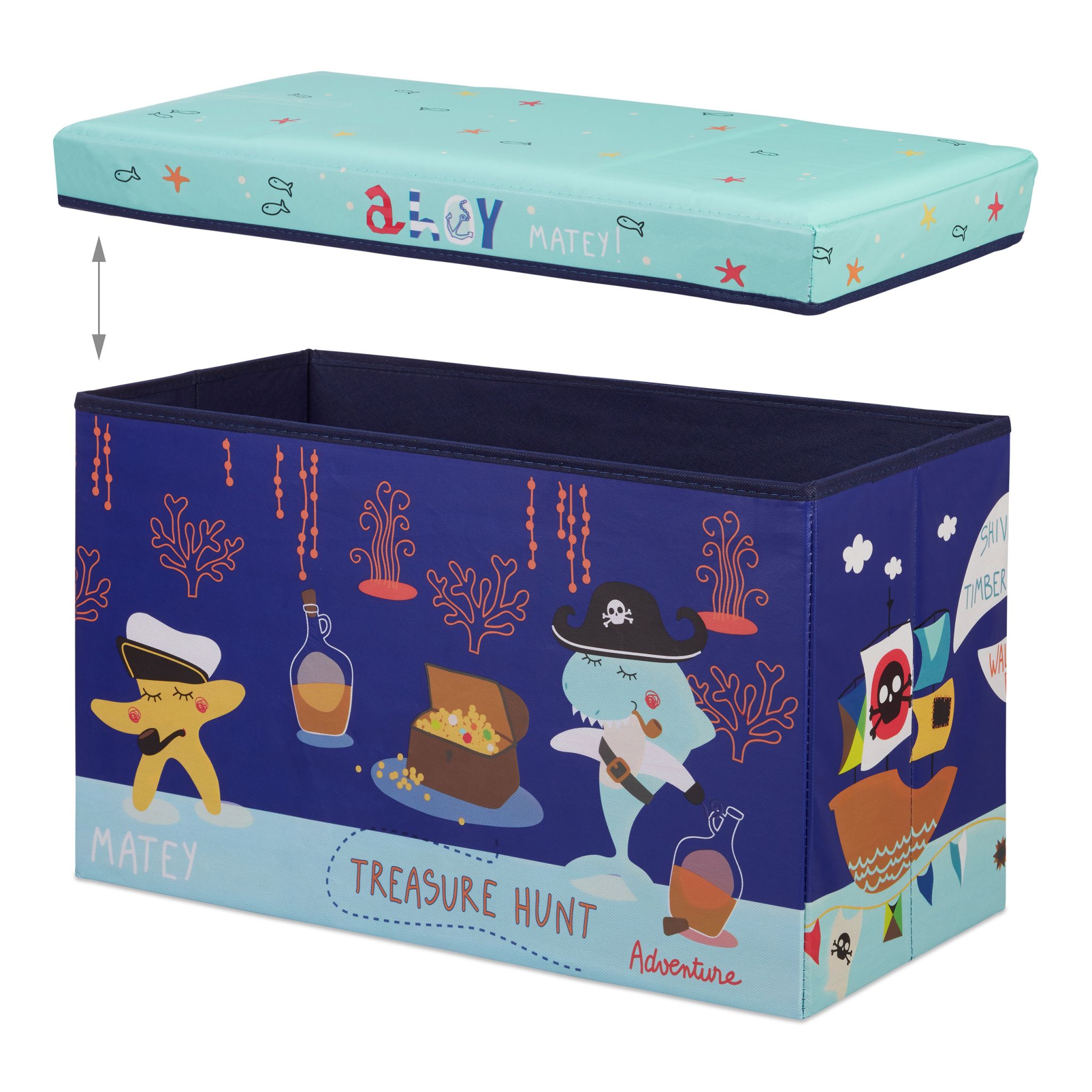 Sitzbox für Kinder Dunkelblau-Gelb-Hellblau von Relaxdays