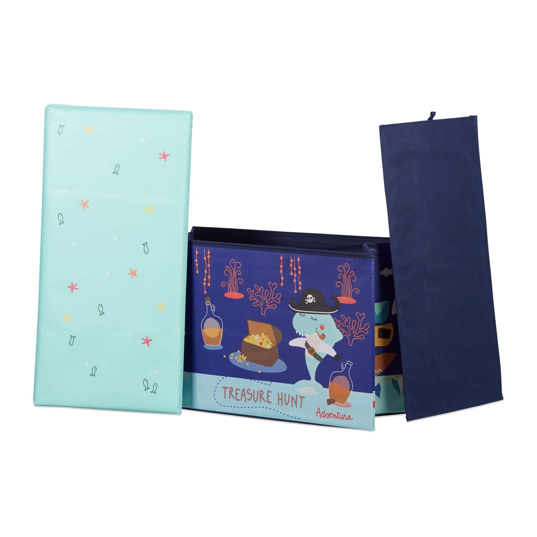 Sitzbox für Kinder Dunkelblau-Gelb-Hellblau von Relaxdays