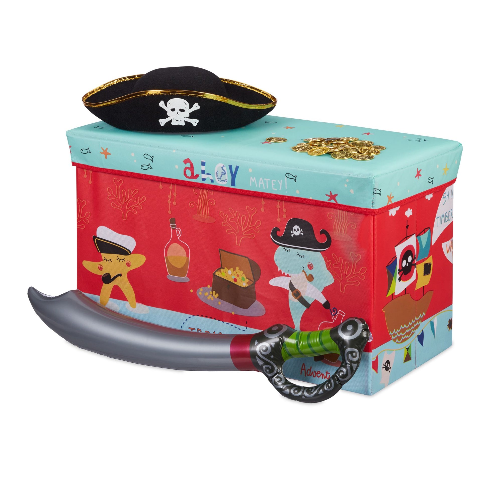 Sitzbox für Kinder Gelb-Hellblau-Rot von Relaxdays