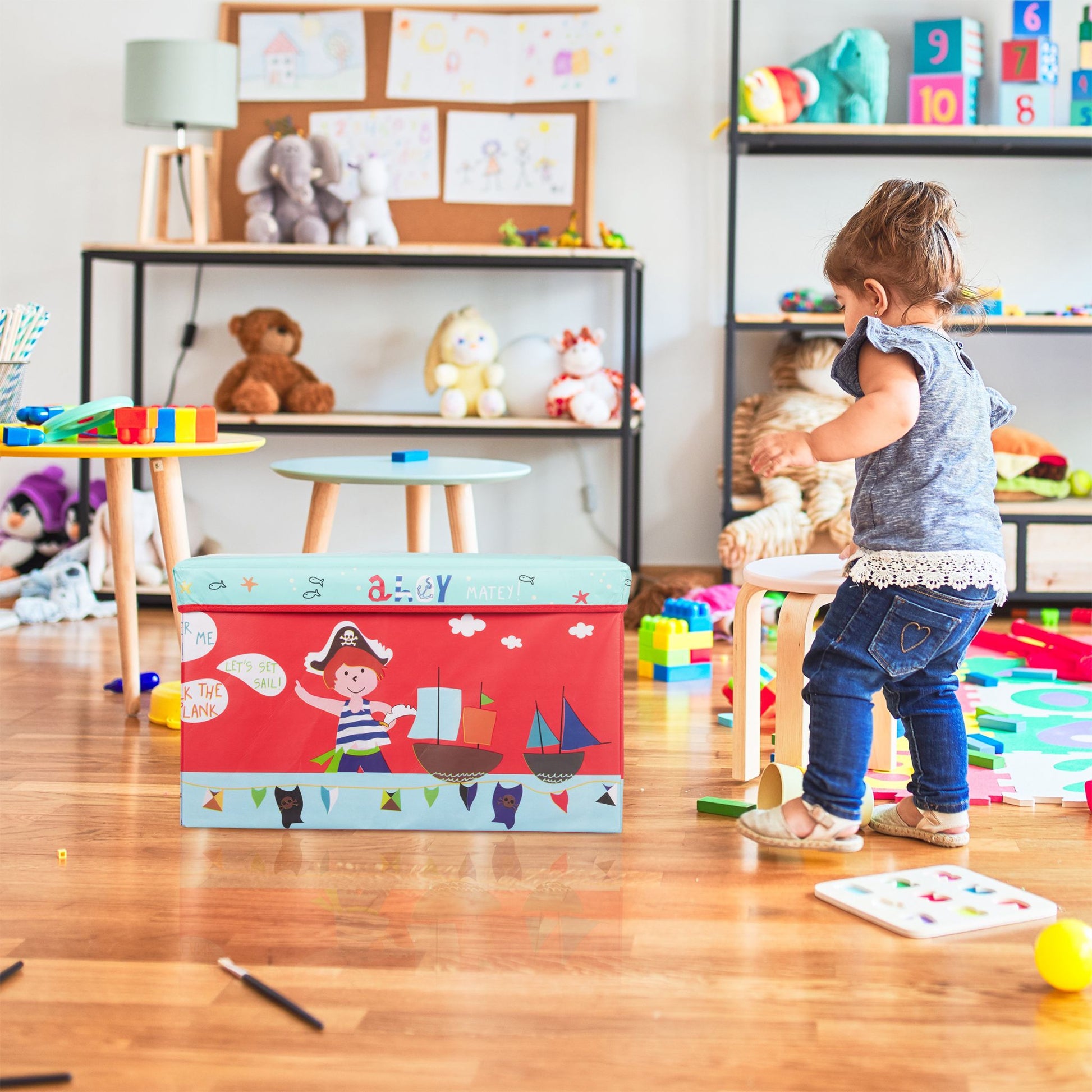 Sitzbox für Kinder Gelb-Hellblau-Rot von Relaxdays