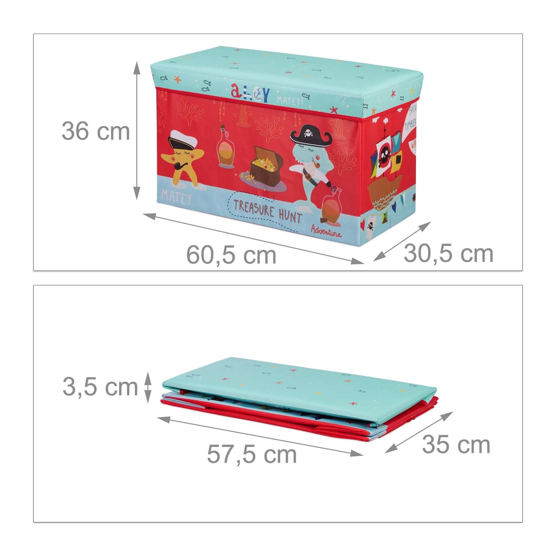 Sitzbox für Kinder Gelb-Hellblau-Rot von Relaxdays