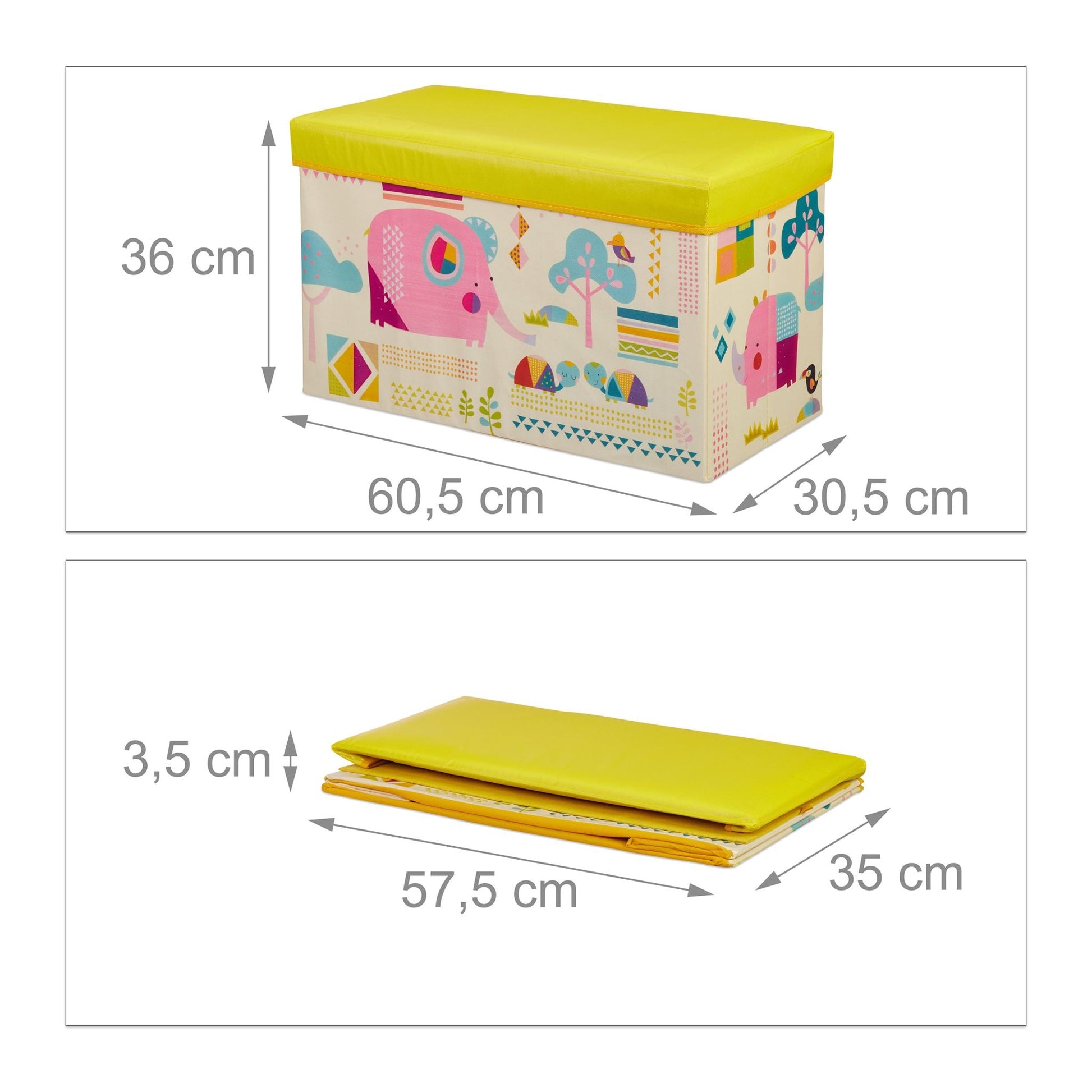 Sitzbox für Kinder Creme-Gelb-Rosa von Relaxdays