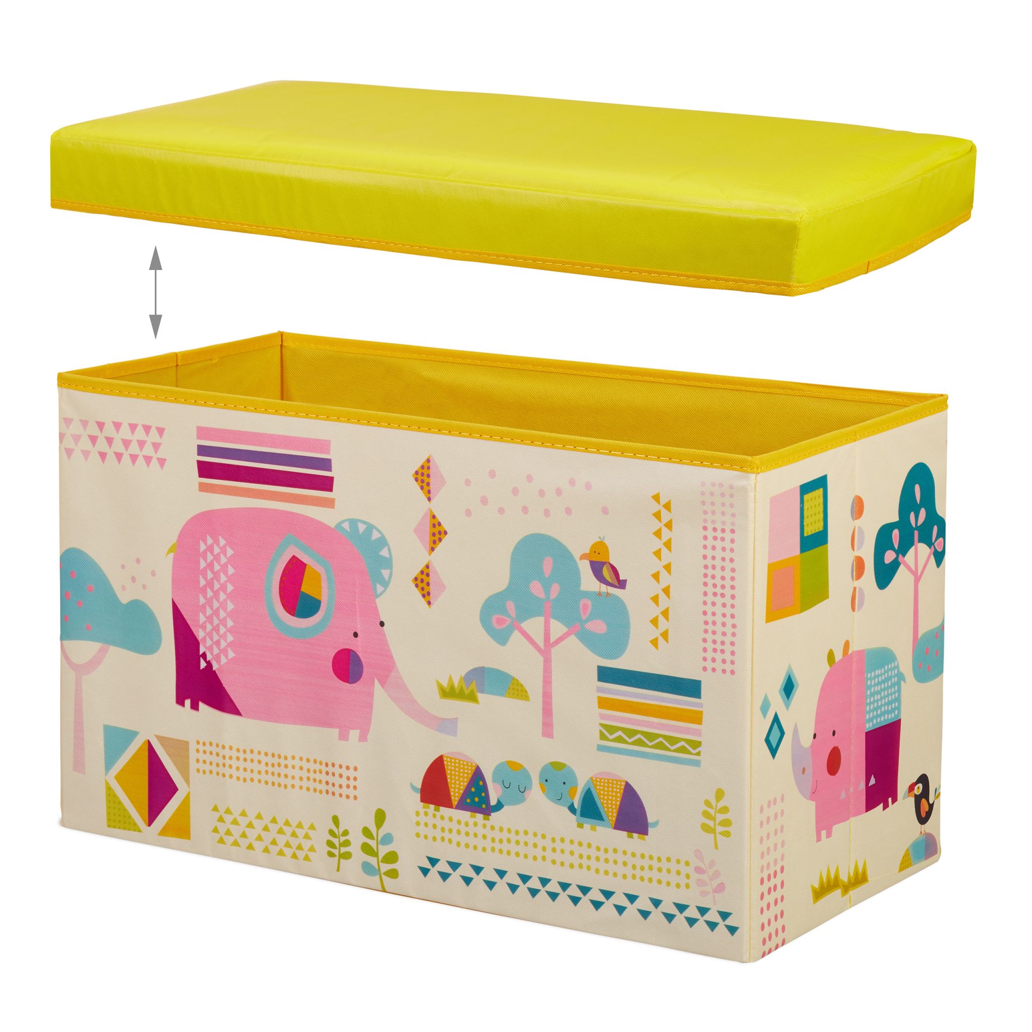 Sitzbox für Kinder Creme-Gelb-Rosa von Relaxdays