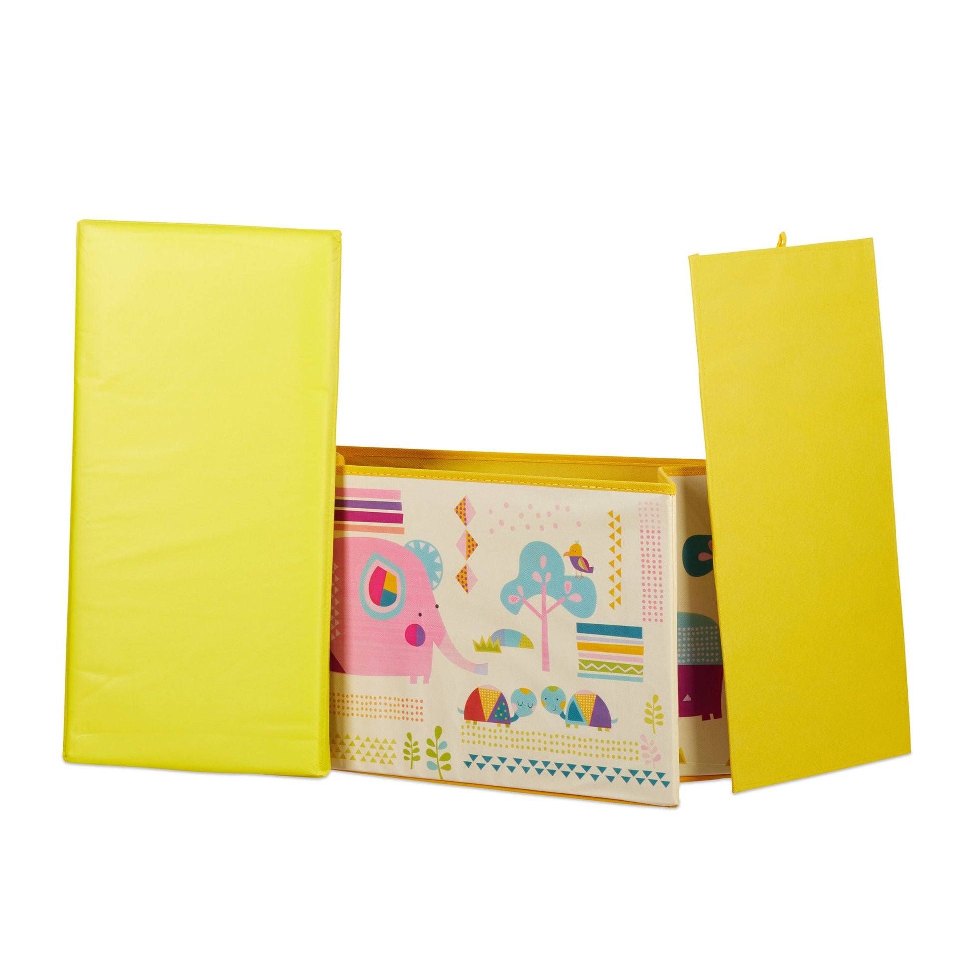 Sitzbox für Kinder Creme-Gelb-Rosa von Relaxdays