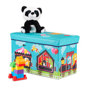 Sitzbox für Kinder Hellblau-Rot-Schwarz von Relaxdays