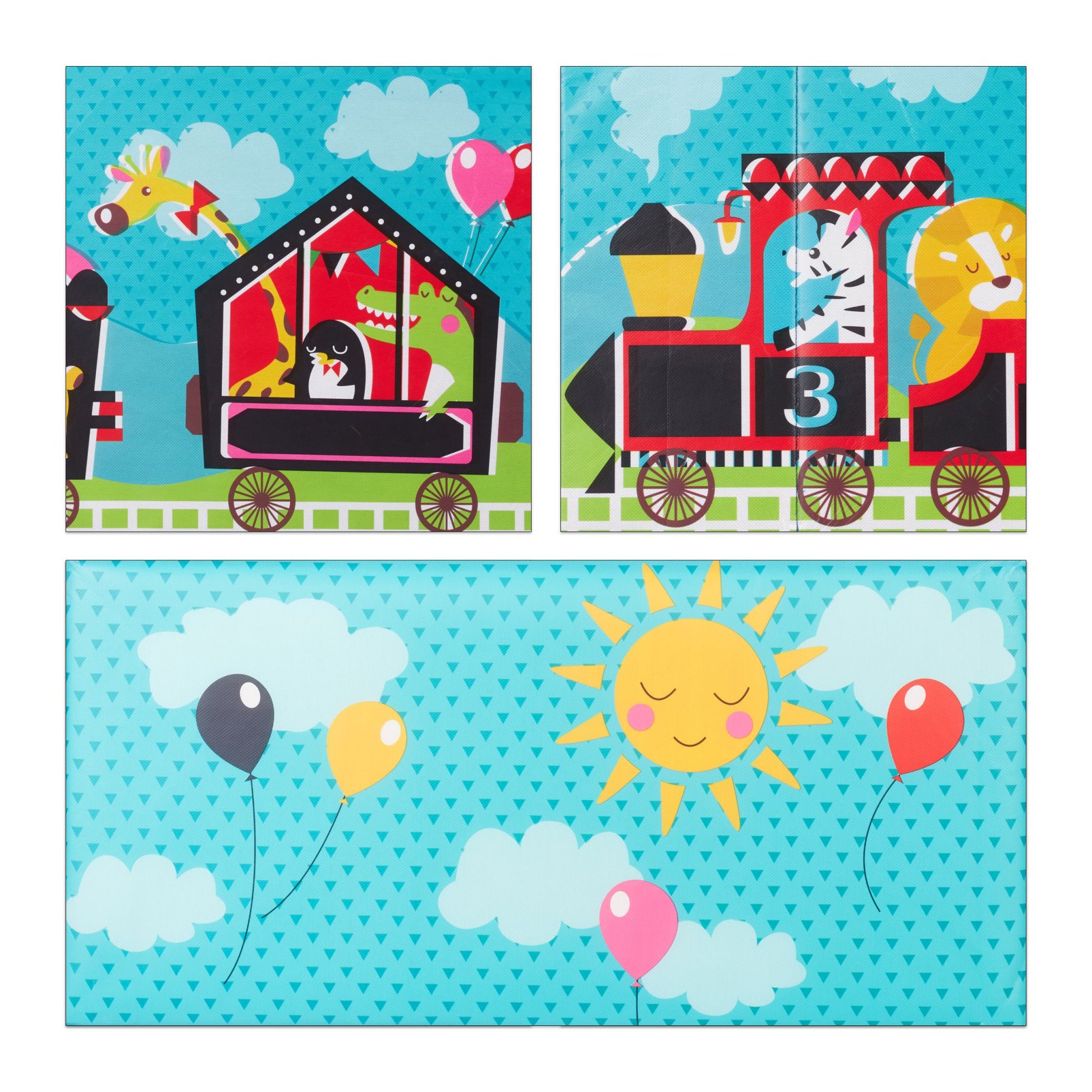 Sitzbox für Kinder Hellblau-Rot-Schwarz von Relaxdays