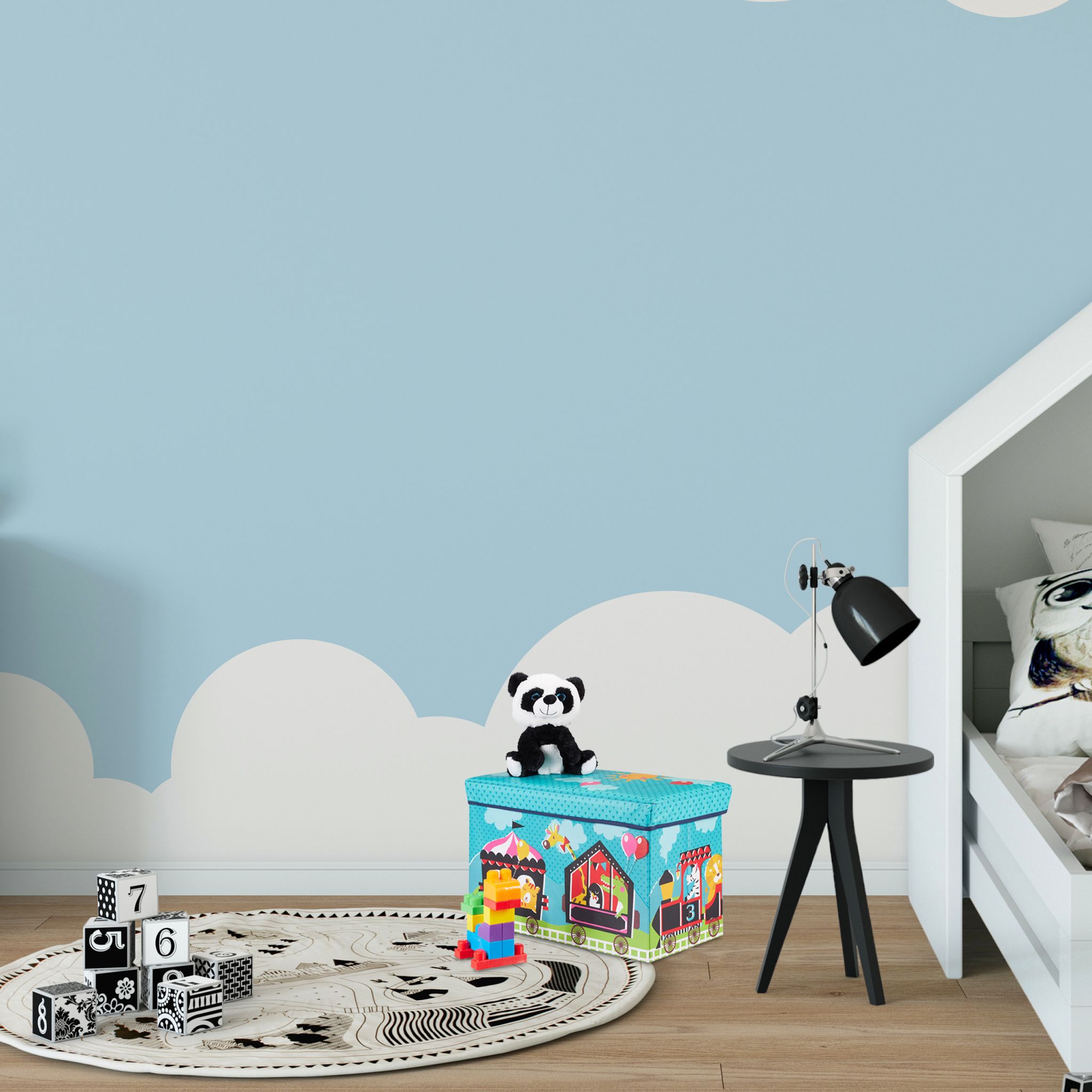 Sitzbox für Kinder Dunkelblau-Hellblau-Rot von Relaxdays