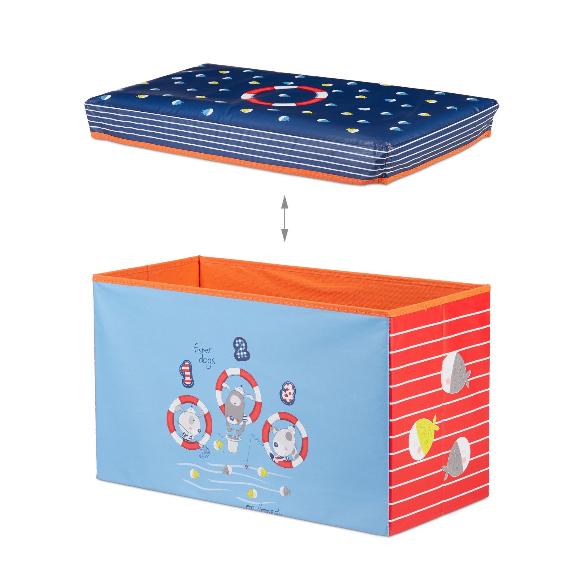 Sitzbox für Kinder Dunkelblau-Hellblau-Rot von Relaxdays