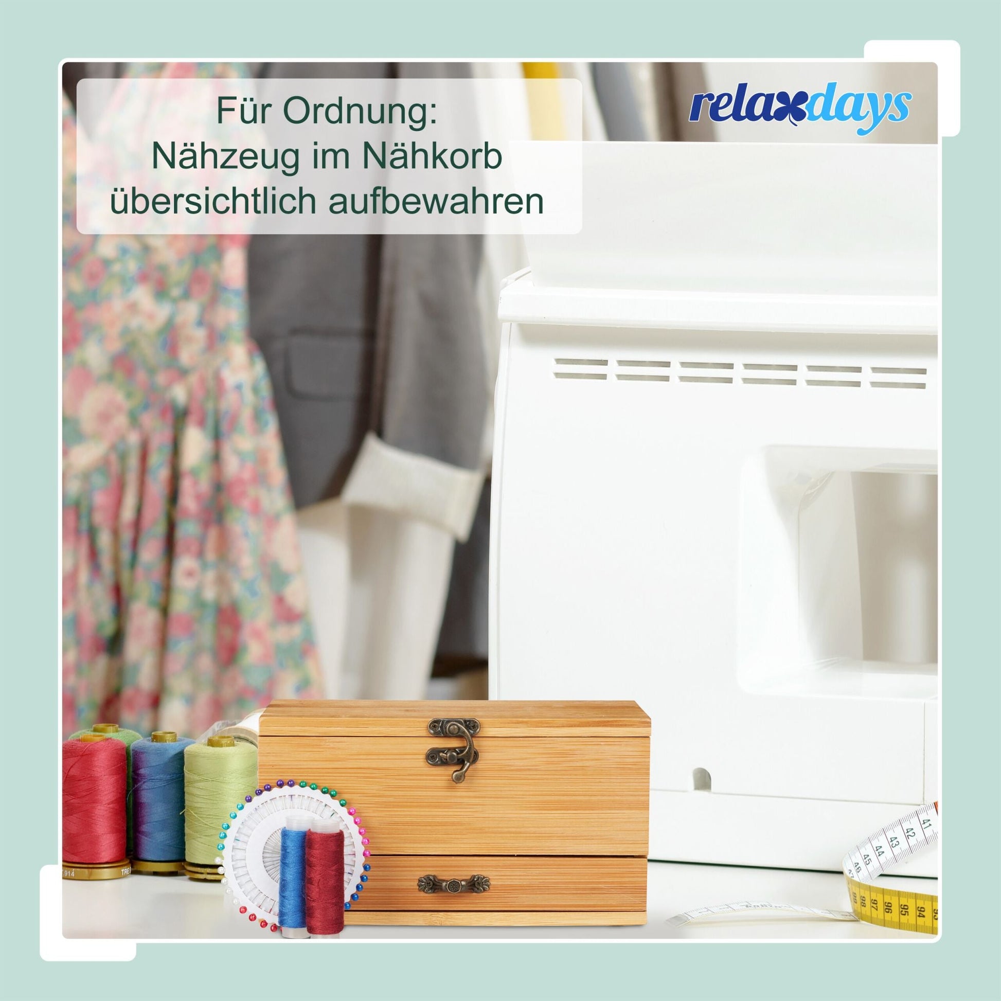 Nähkästchen Bambus Hellbraun von Relaxdays