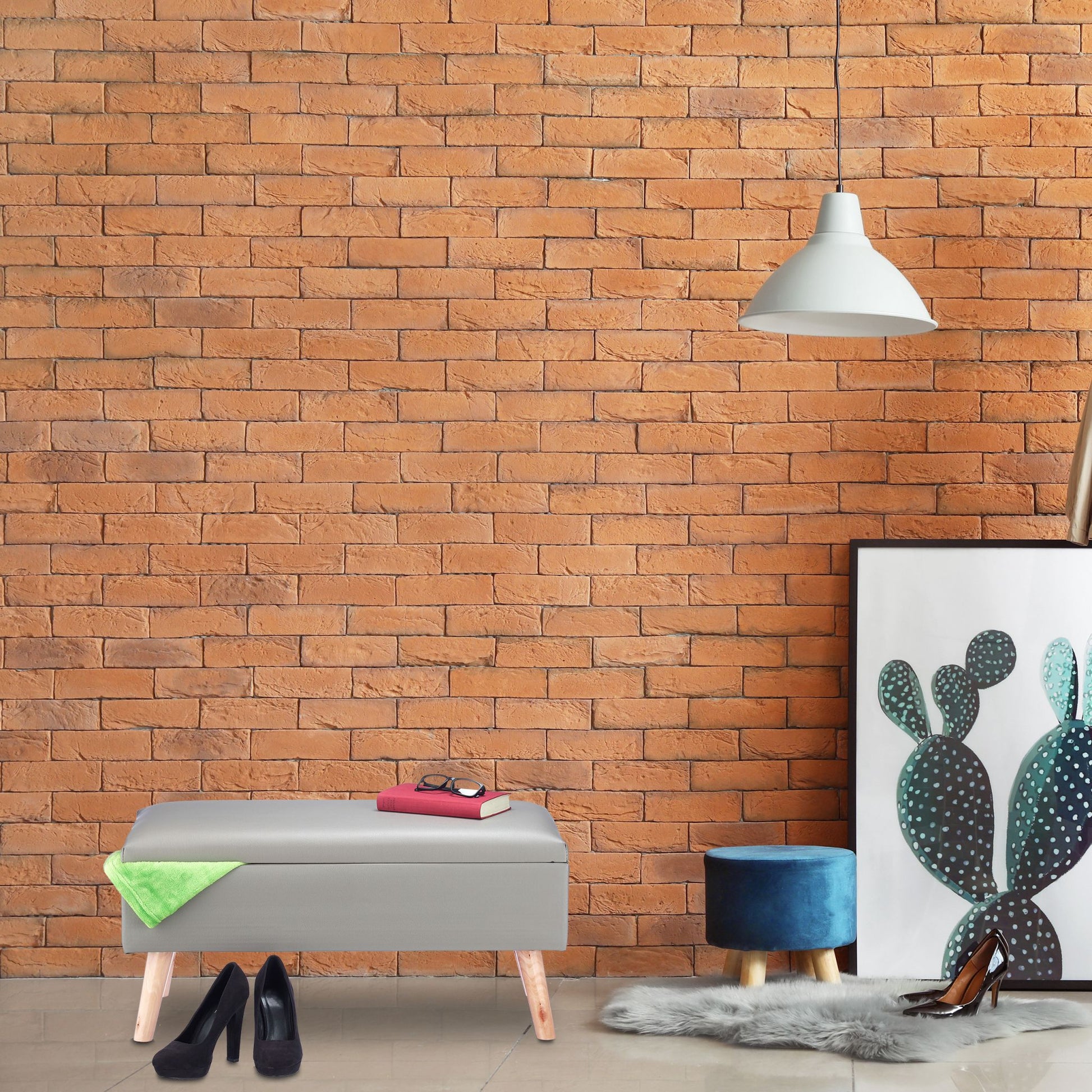 Sitzbank mit Stauraum Hellbraun-Grau von Relaxdays