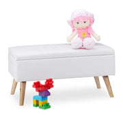 Sitzbank mit Stauraum Weiss-Hellbraun von Relaxdays