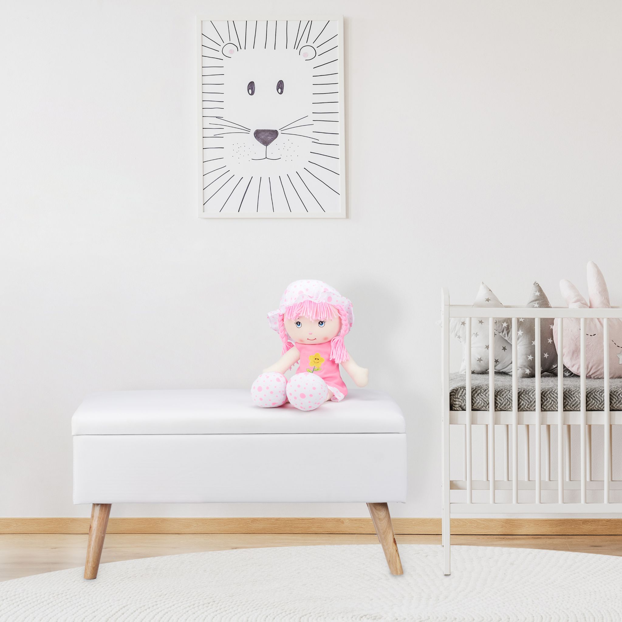 Sitzbank mit Stauraum Weiss-Hellbraun von Relaxdays