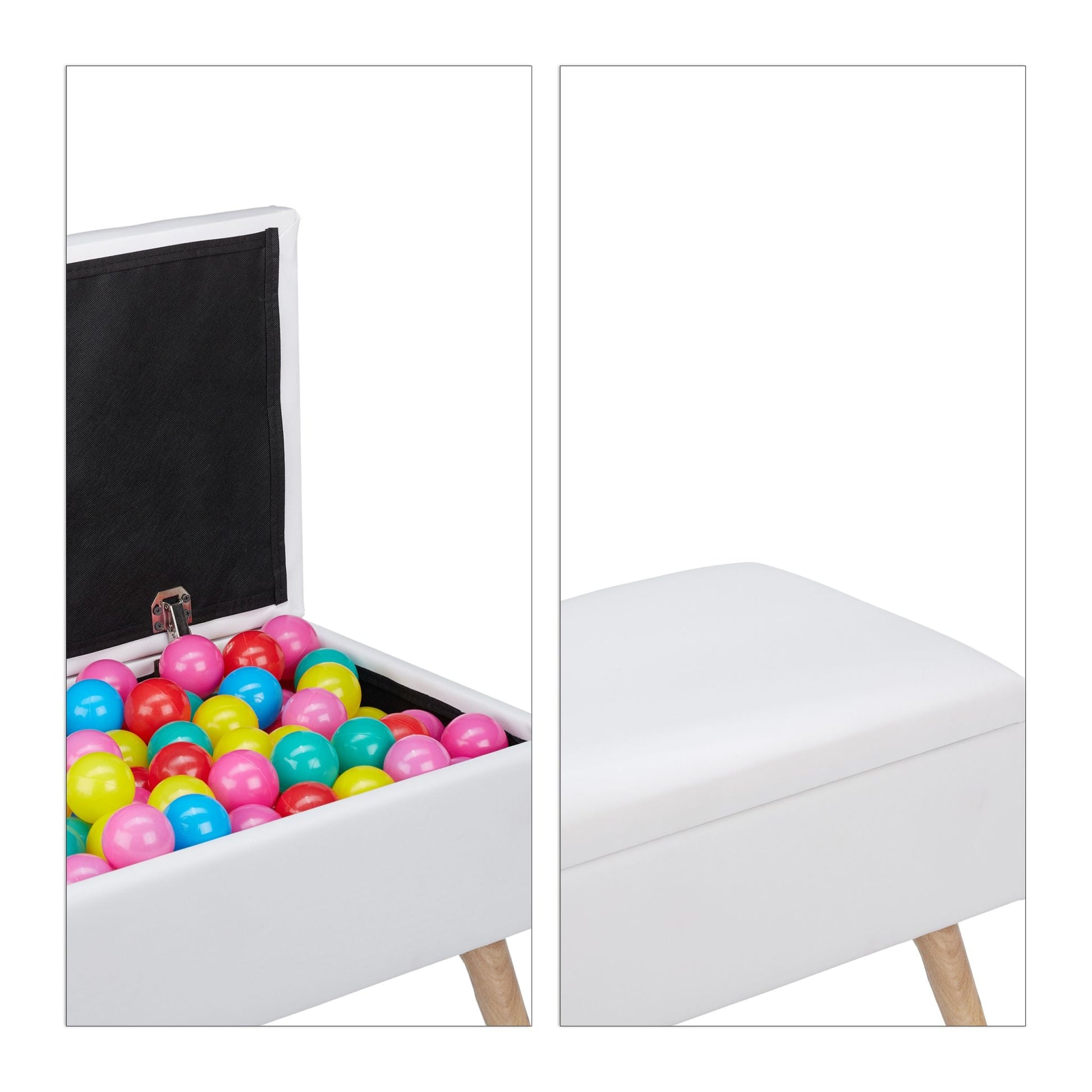 Sitzbank mit Stauraum Weiss-Hellbraun von Relaxdays