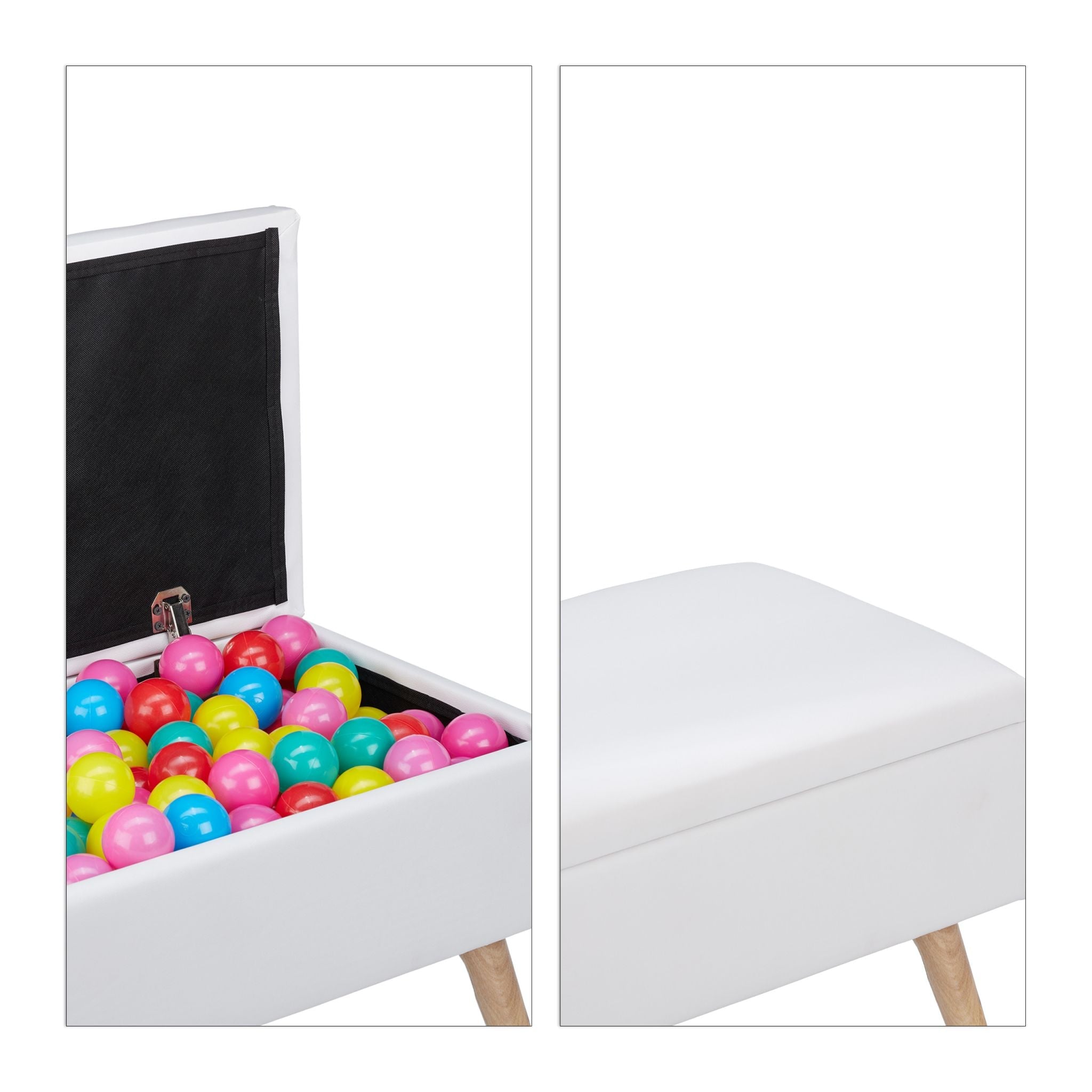 Sitzbank mit Stauraum Weiss-Hellbraun von Relaxdays