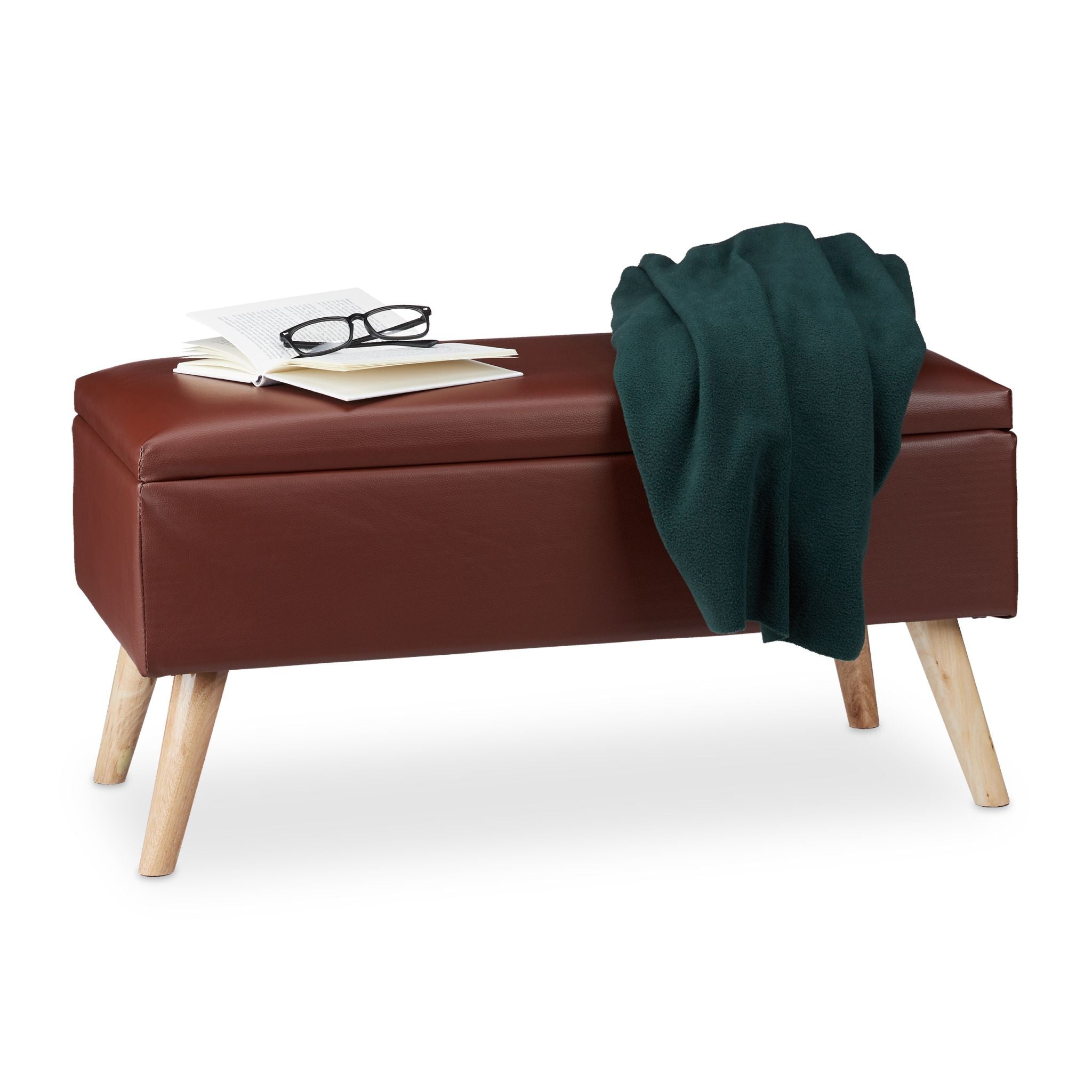Sitzbank mit Stauraum Braun-Hellbraun von Relaxdays