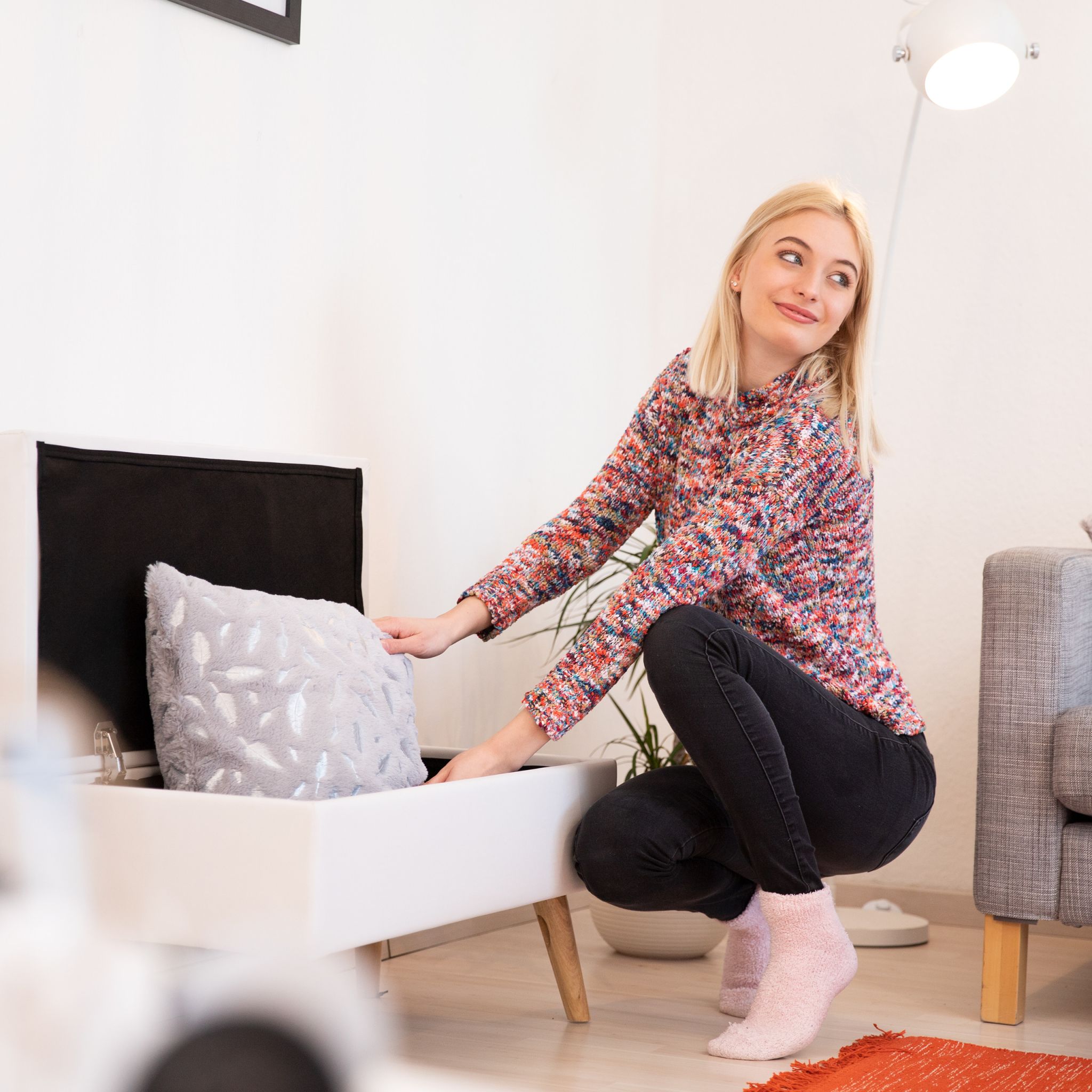 Sitzbank mit Stauraum Braun-Hellbraun von Relaxdays
