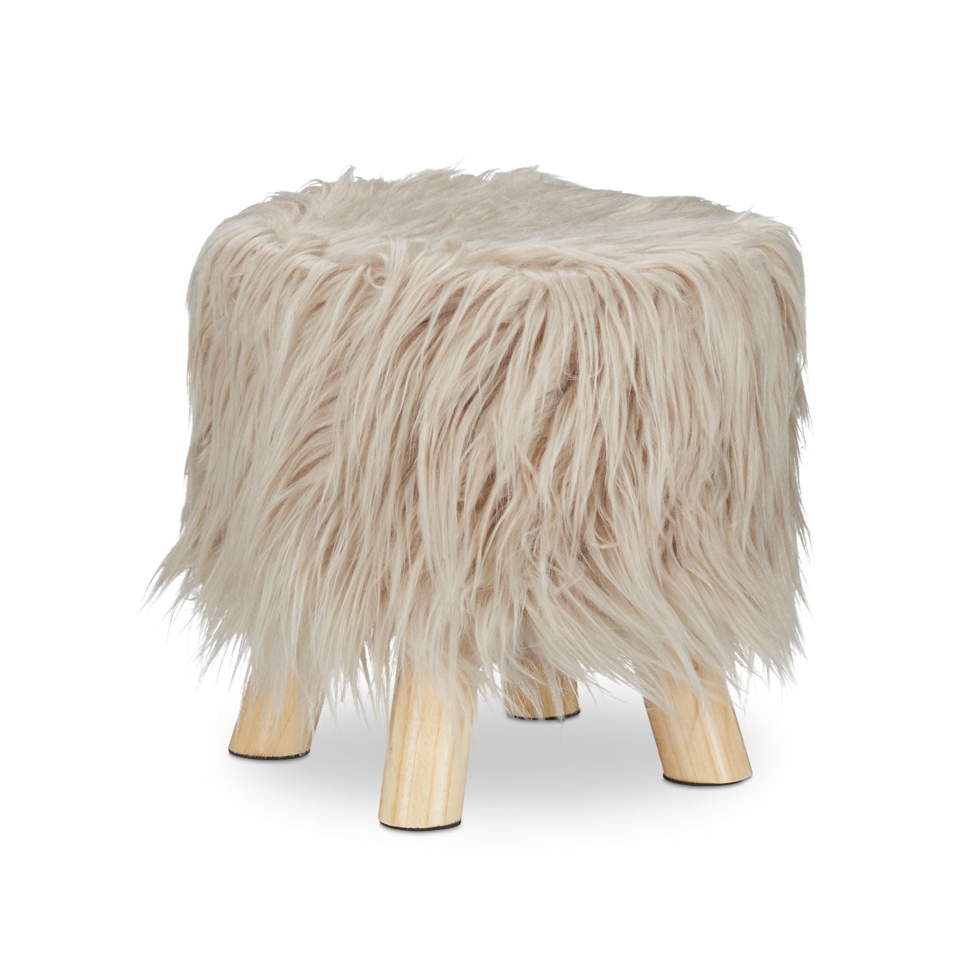 Fell Hocker Beige-Hellbraun von Relaxdays