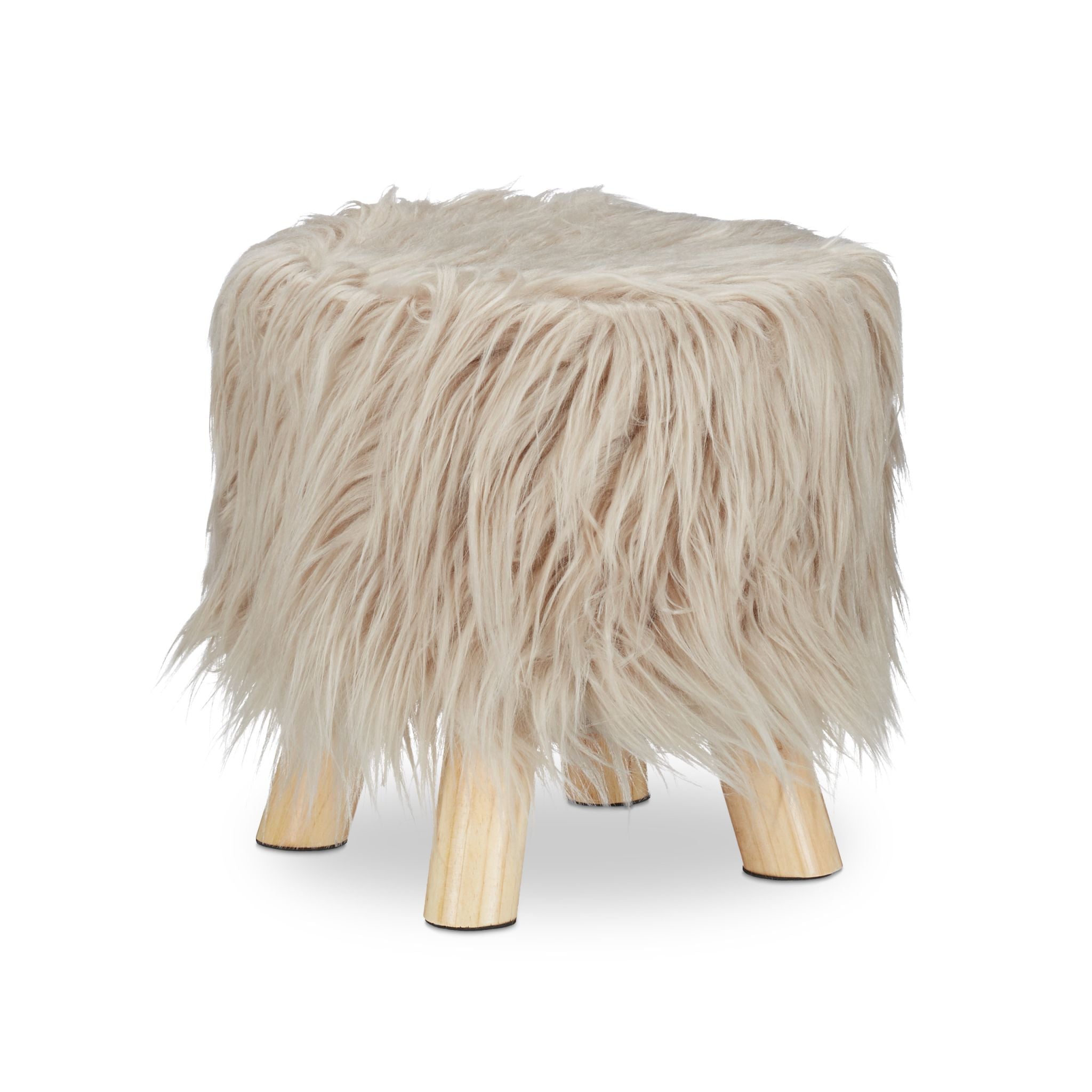 Fell Hocker Beige-Hellbraun von Relaxdays