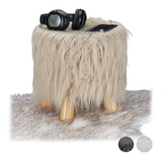 Fell Hocker Beige-Hellbraun von Relaxdays