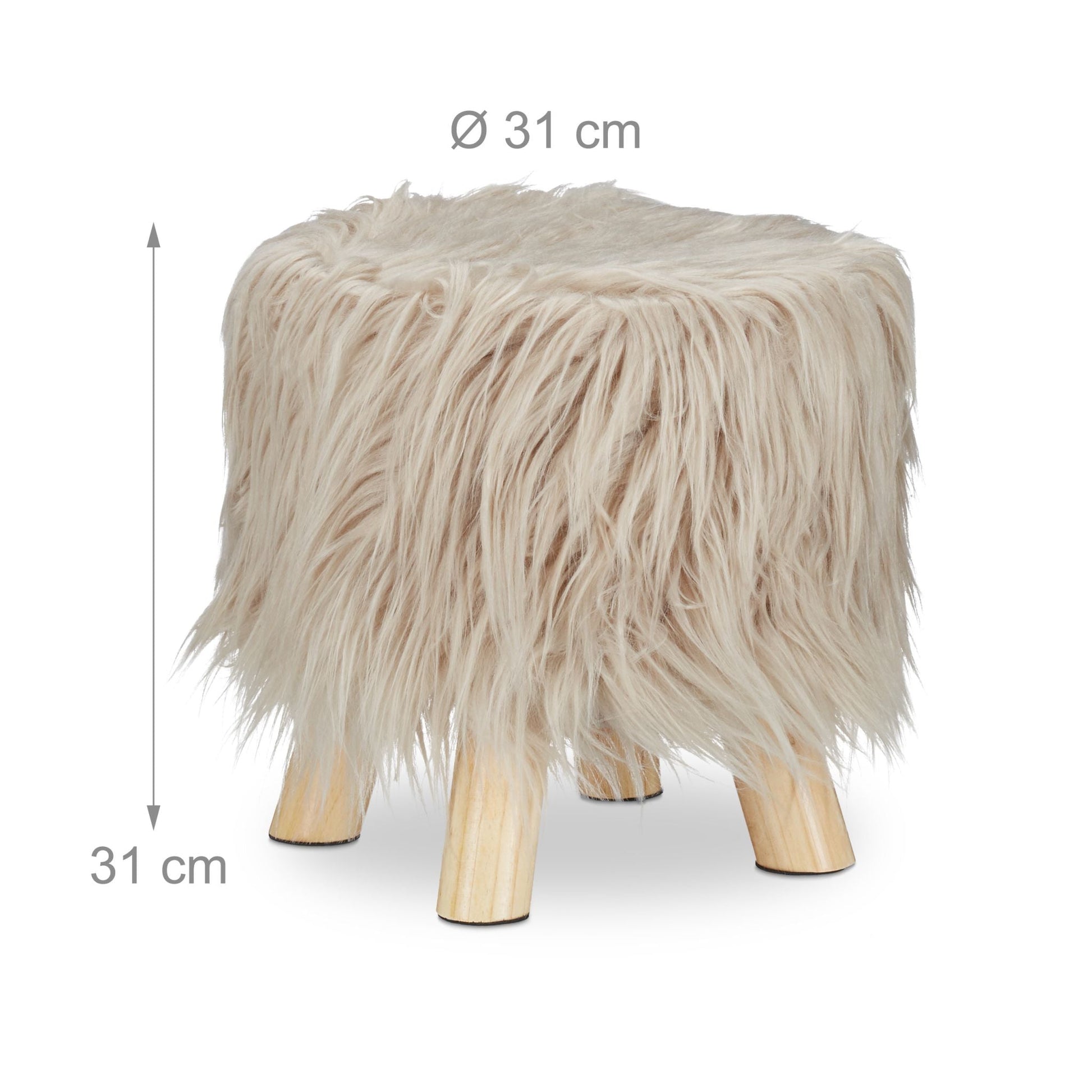Fell Hocker Beige-Hellbraun von Relaxdays