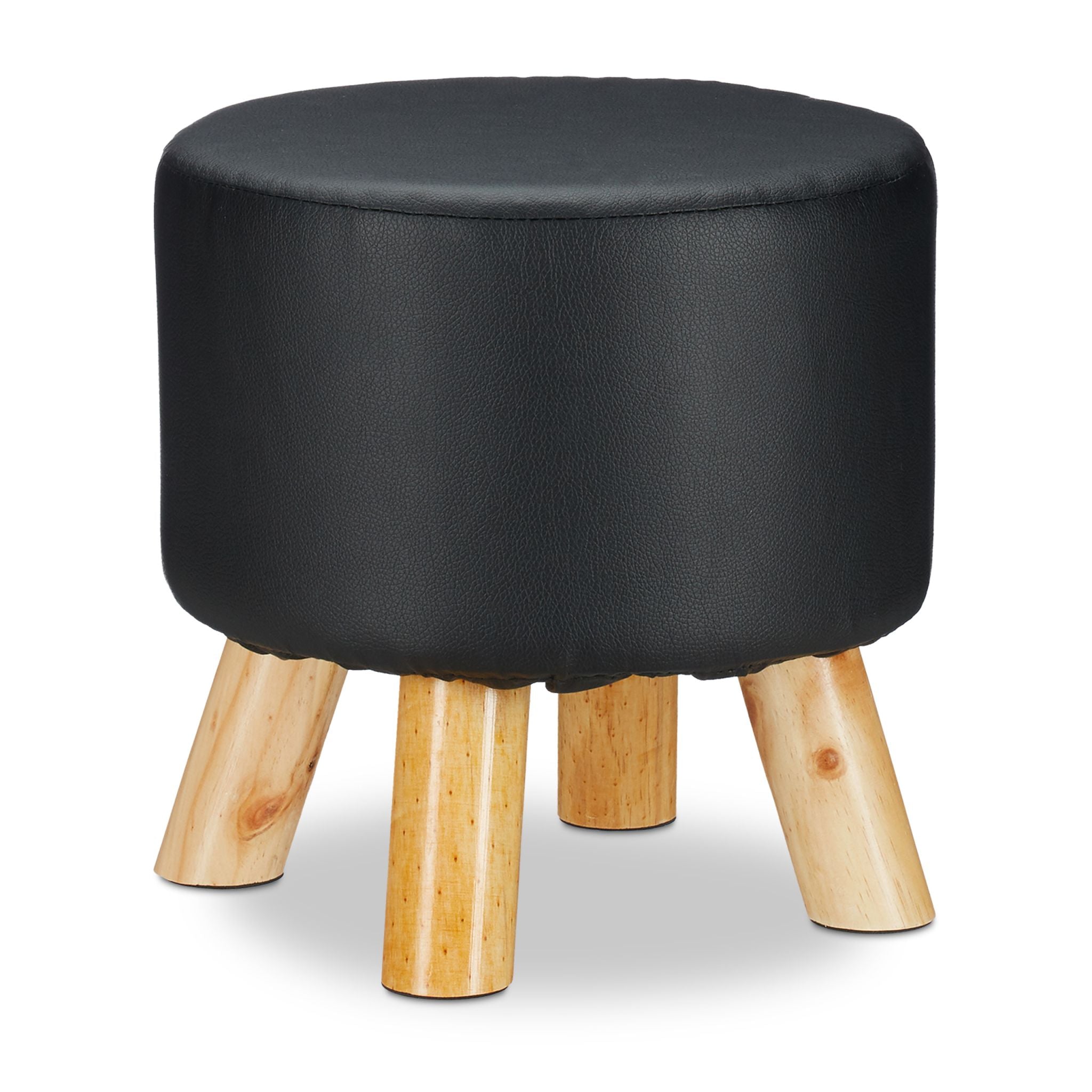 Hocker Kunstleder Hellbraun-Schwarz von Relaxdays