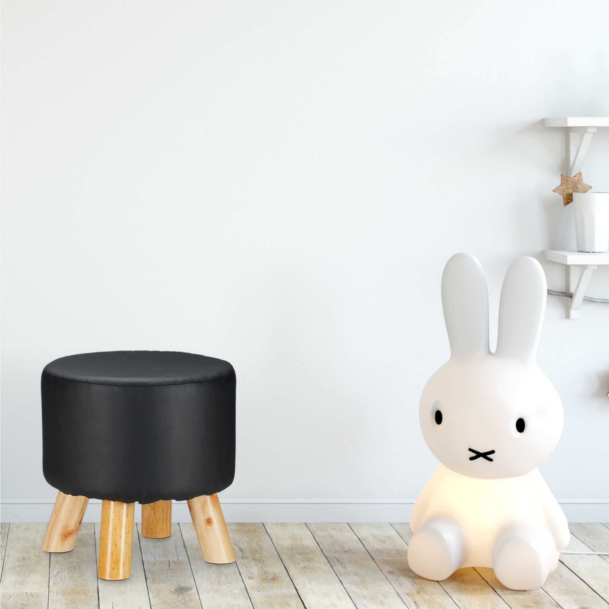 Hocker Kunstleder Hellbraun-Schwarz von Relaxdays