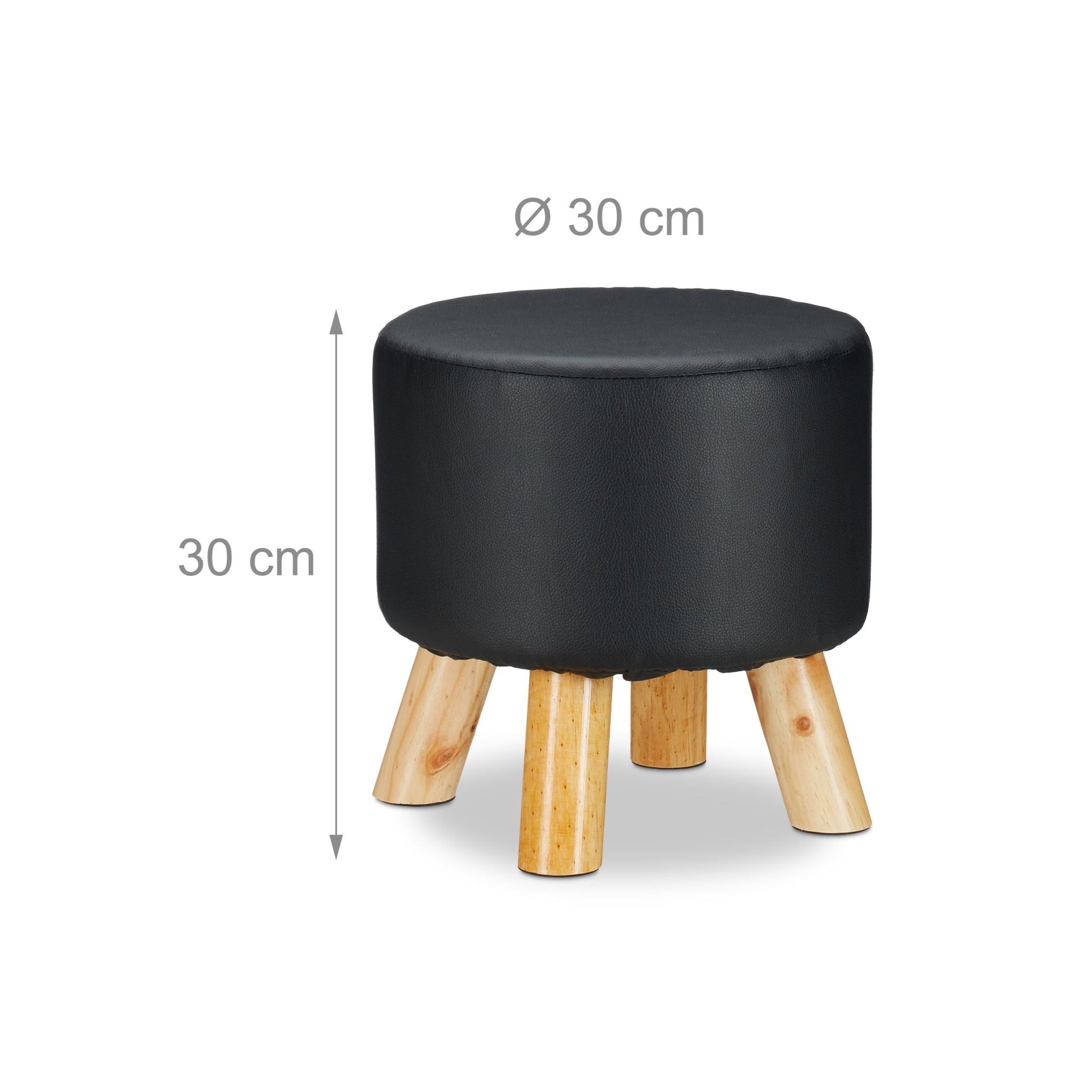 Hocker Kunstleder Hellbraun-Schwarz von Relaxdays