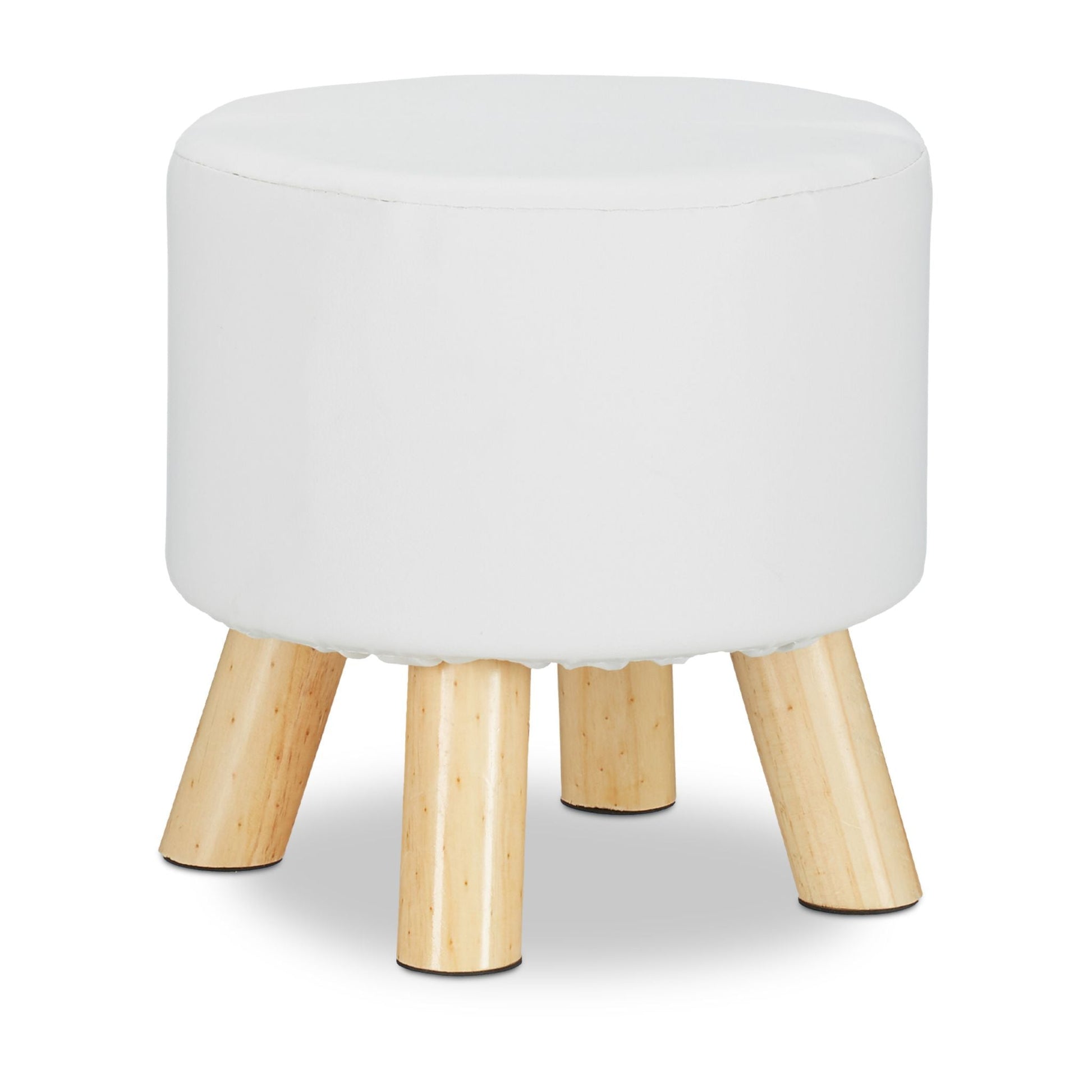 Hocker Kunstleder Weiss-Hellbraun von Relaxdays