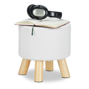 Hocker Kunstleder Weiss-Hellbraun von Relaxdays
