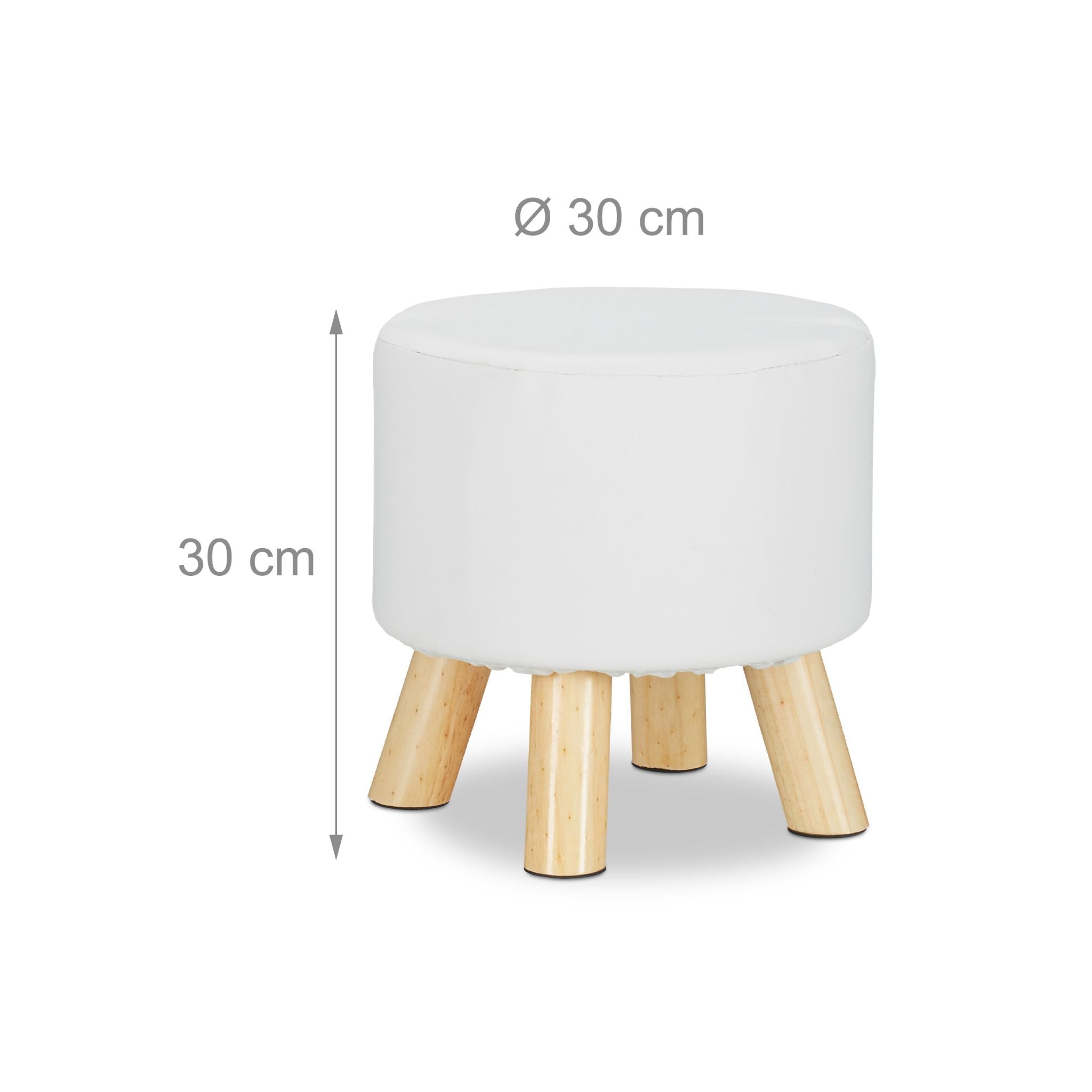 Hocker Kunstleder Weiss-Hellbraun von Relaxdays