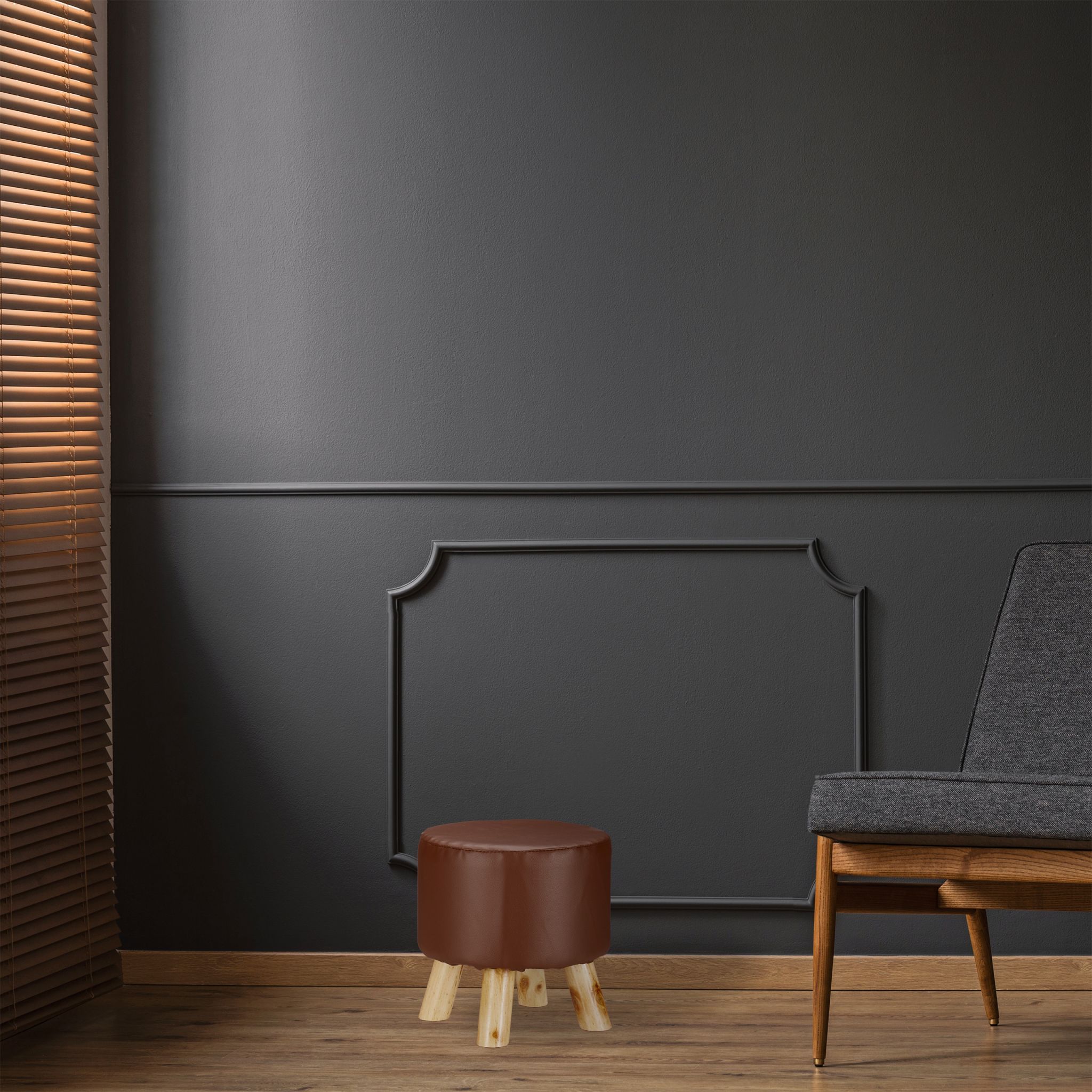 Hocker Kunstleder Braun-Hellbraun von Relaxdays