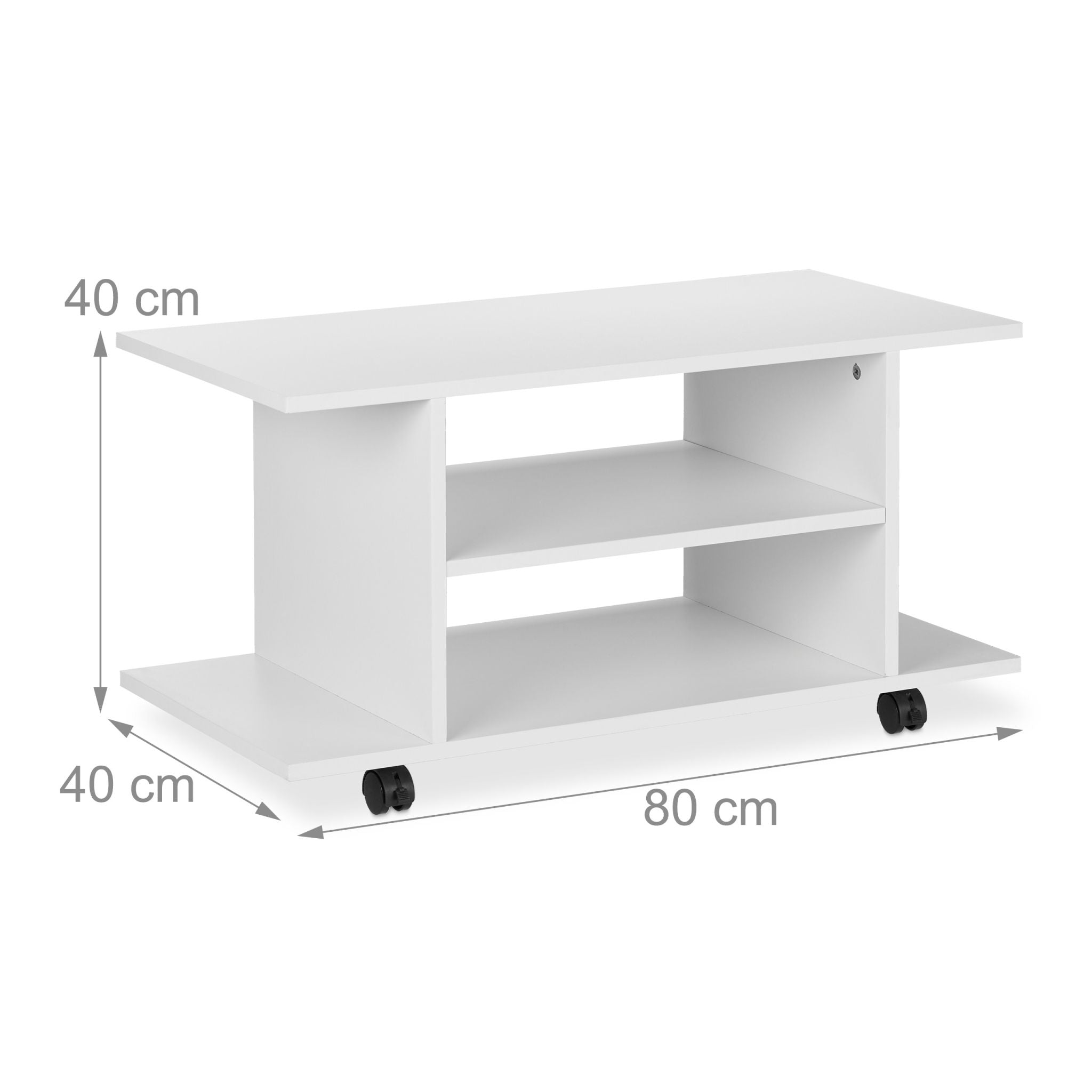TV Board mit Rollen weiss Weiss von Relaxdays