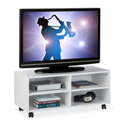 TV Board mit 4 Fächern rollbar Weiss von Relaxdays