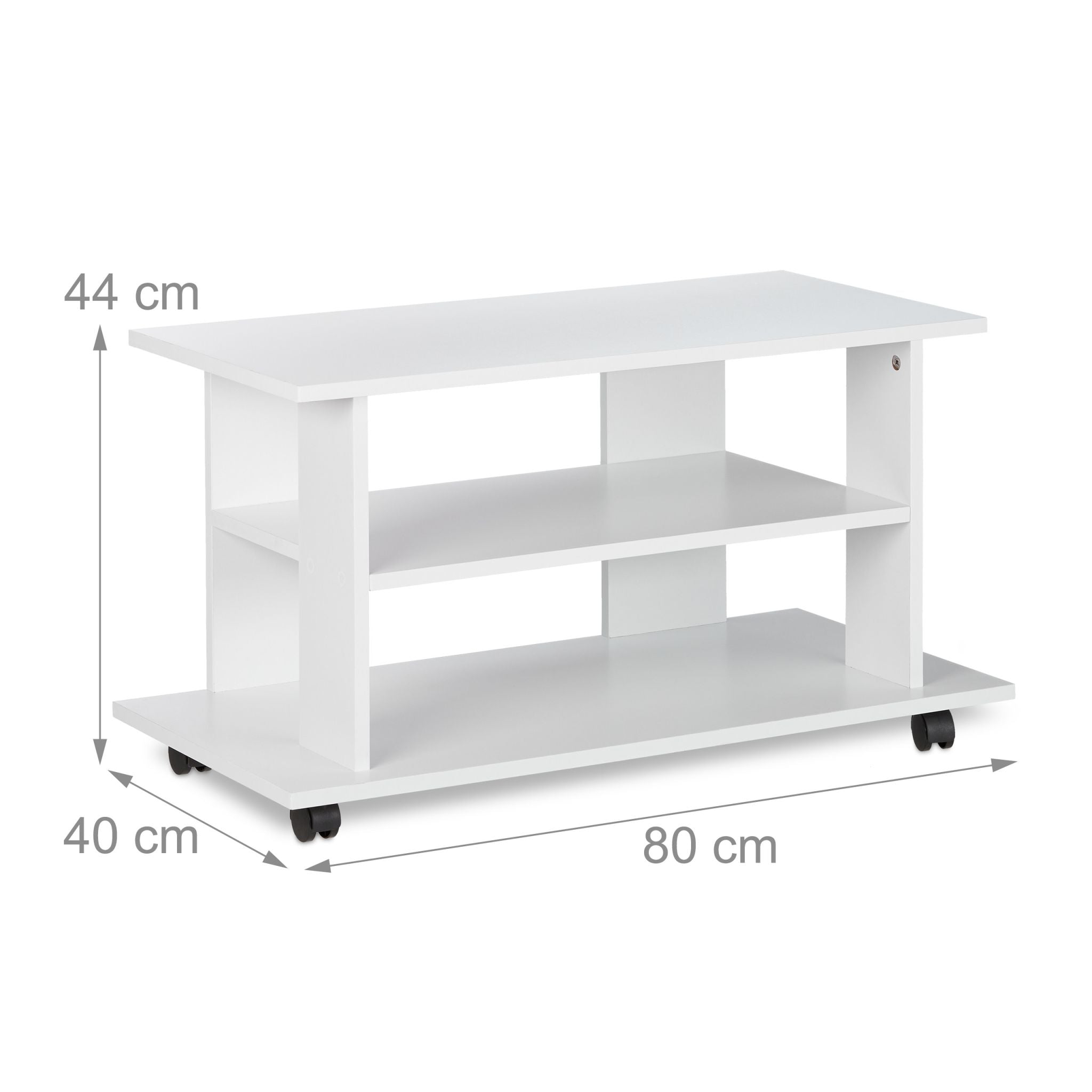 TV Board fahrbar Weiss von Relaxdays