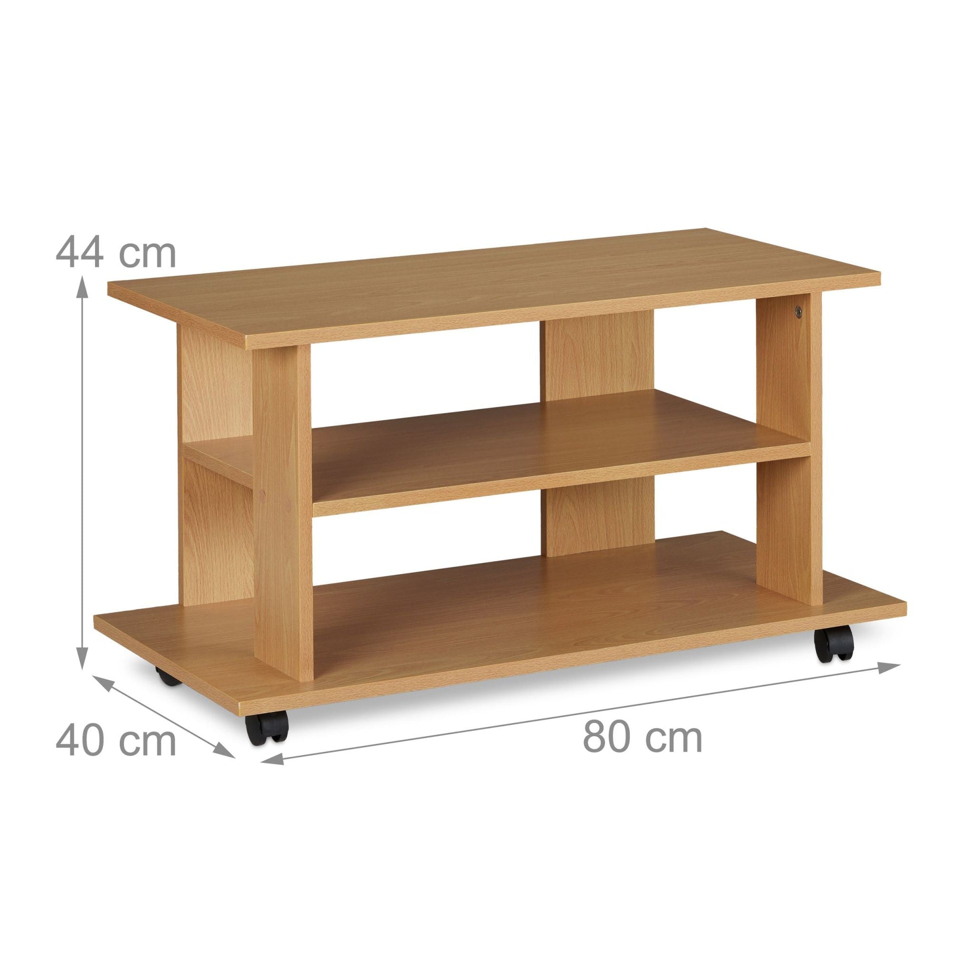 TV Board fahrbar Hellbraun von Relaxdays