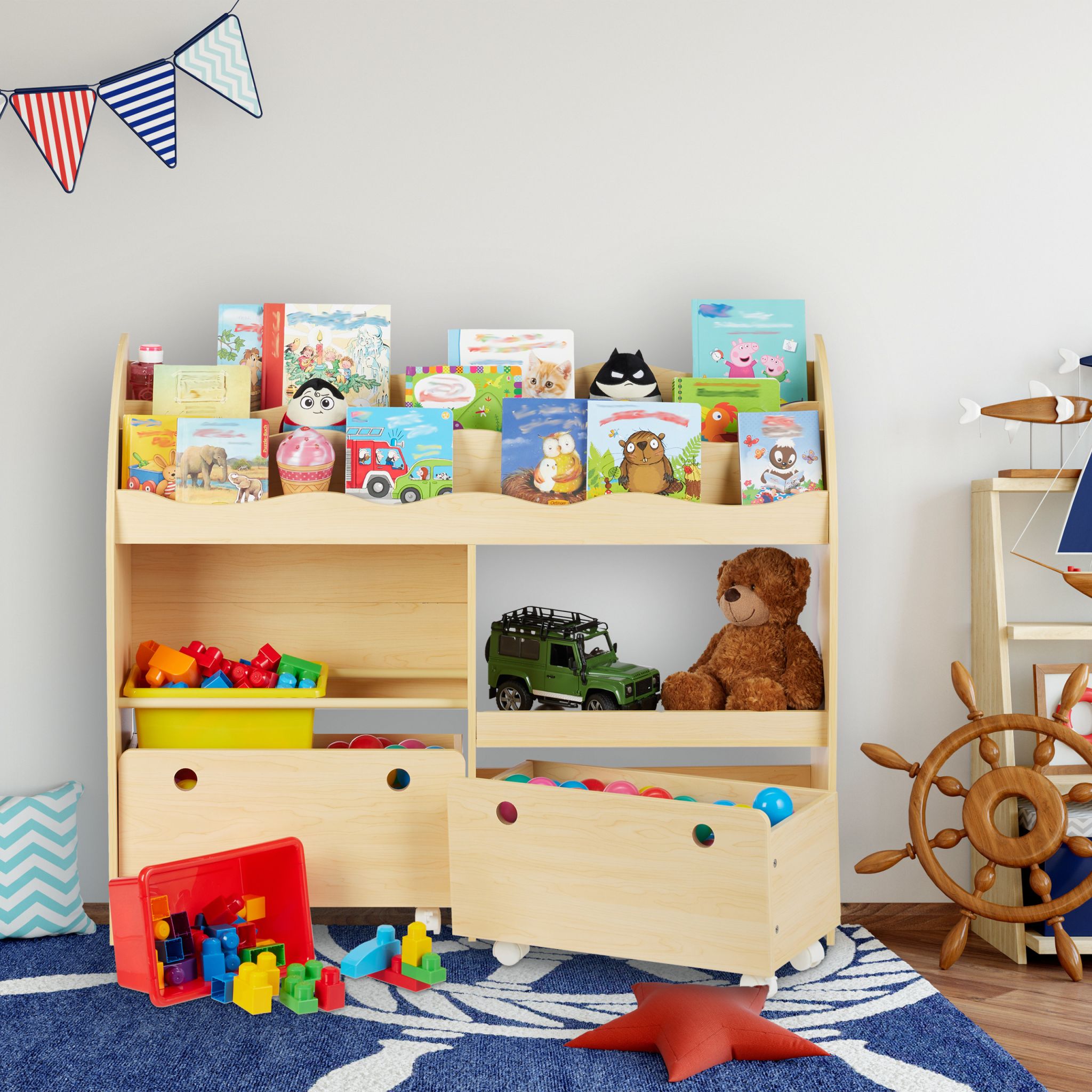 Kinderregal für Spielzeug Hellbraun von Relaxdays