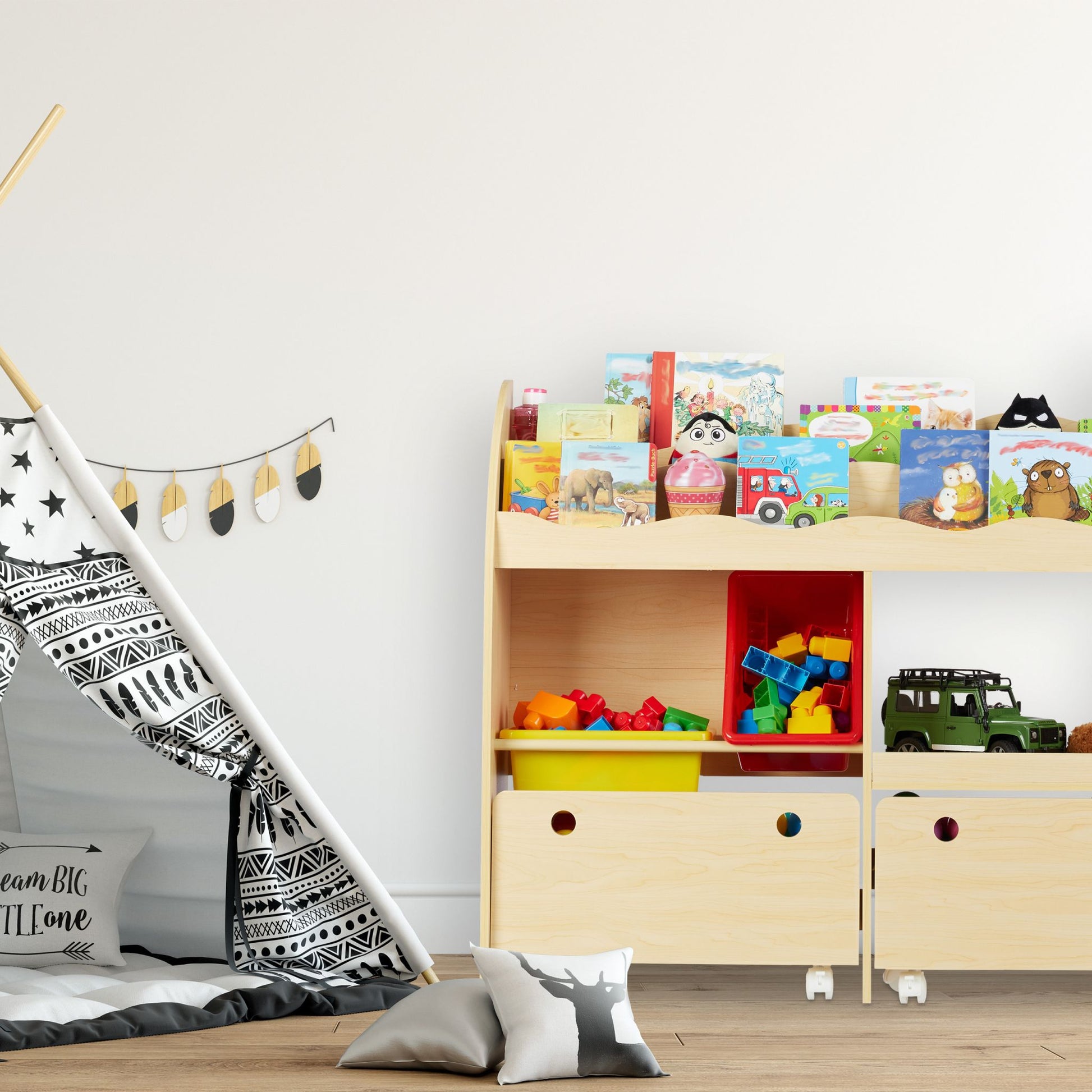 Kinderregal für Spielzeug Hellbraun von Relaxdays