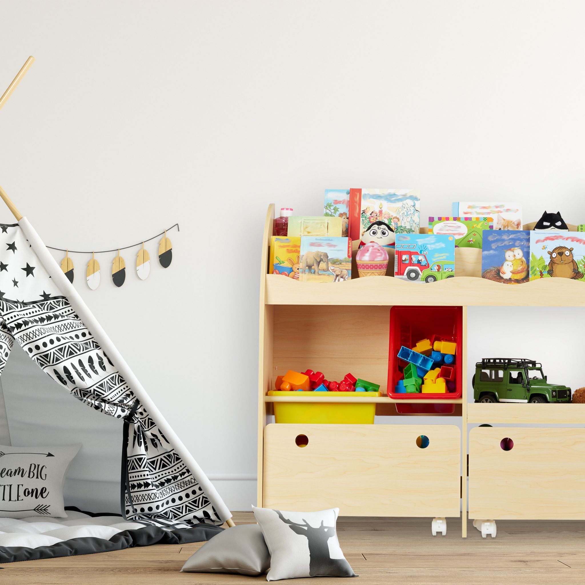 Kinderregal für Spielzeug Hellbraun von Relaxdays