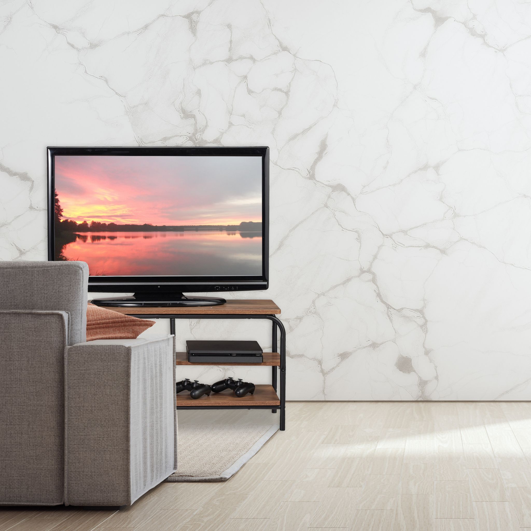 TV Board mit Ablage Braun-Schwarz von Relaxdays