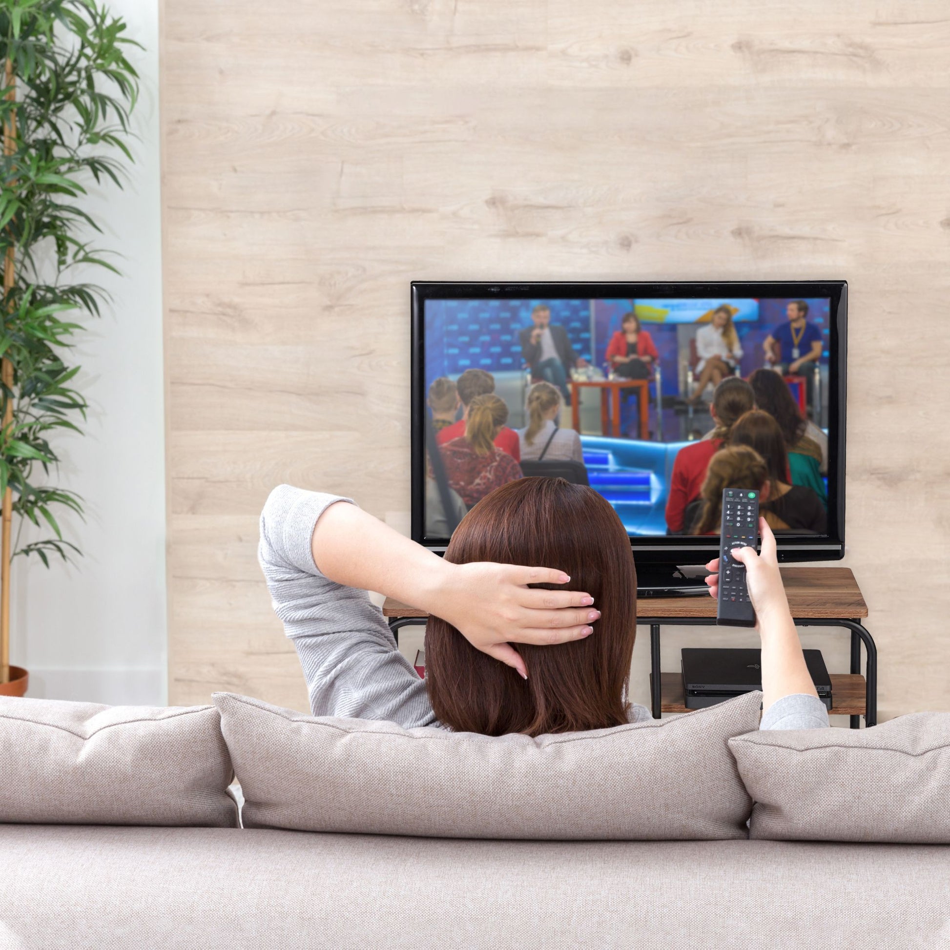 TV Board mit Ablage Braun-Schwarz von Relaxdays