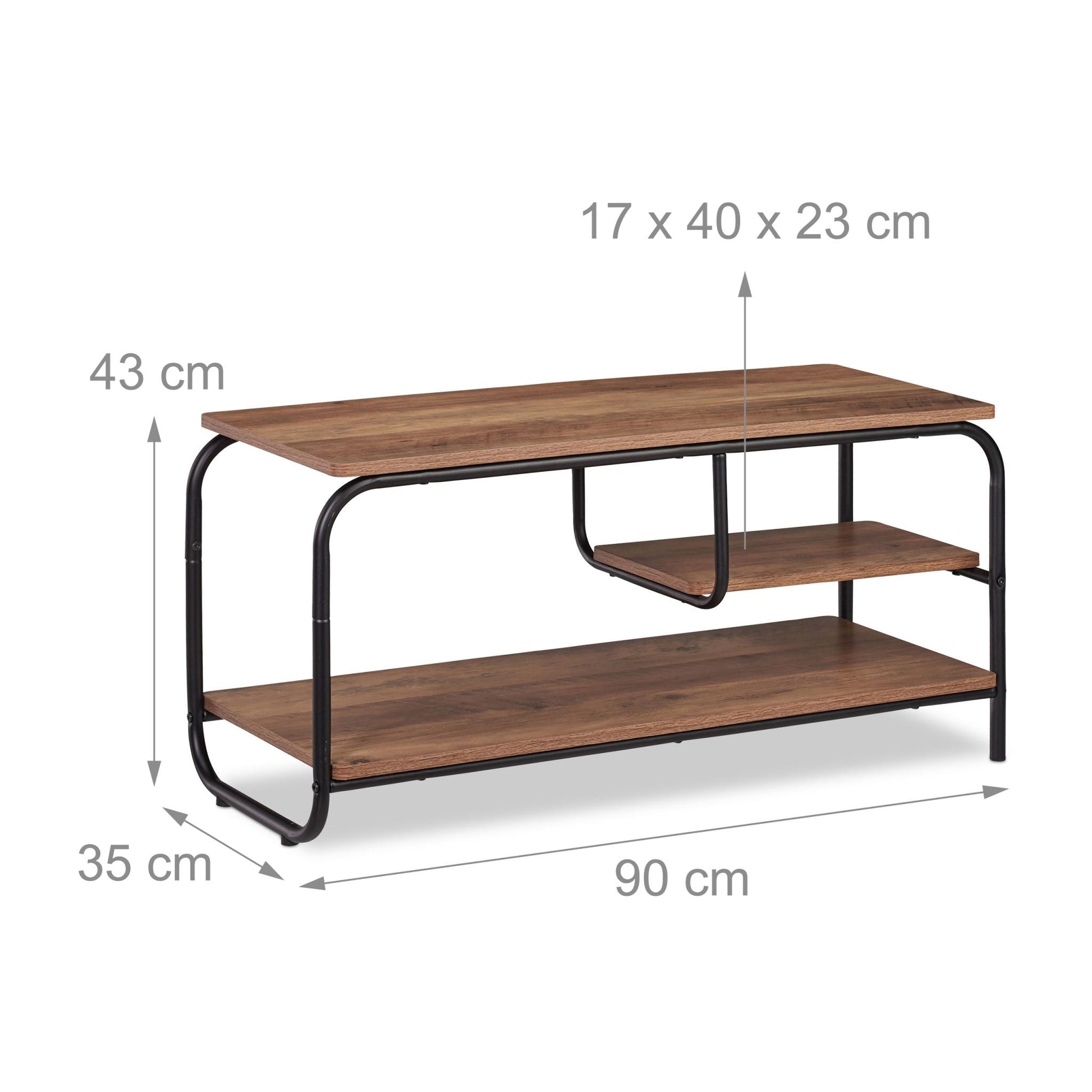 TV Board mit Ablage Braun-Schwarz von Relaxdays