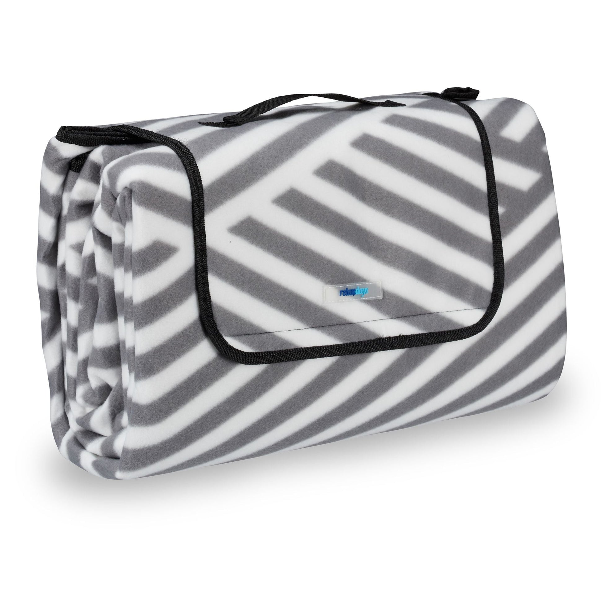 Picknickdecke Streifen Weiss-Grau von Relaxdays