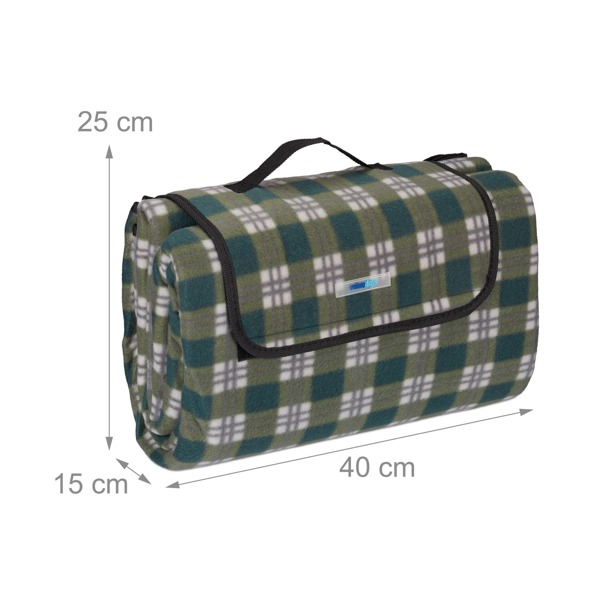 Picknickdecke Karo Dunkelgrün-Grau von Relaxdays