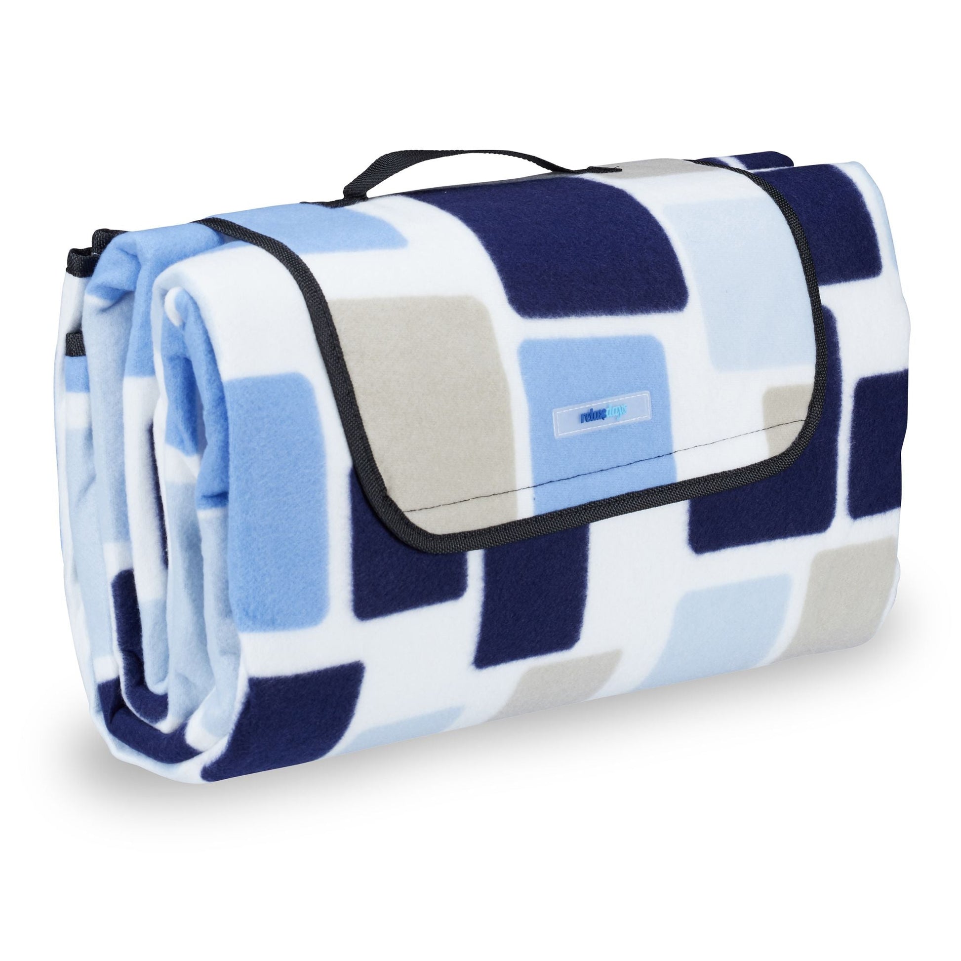 Picknickdecke Weiss-Dunkelblau-Hellblau von Relaxdays